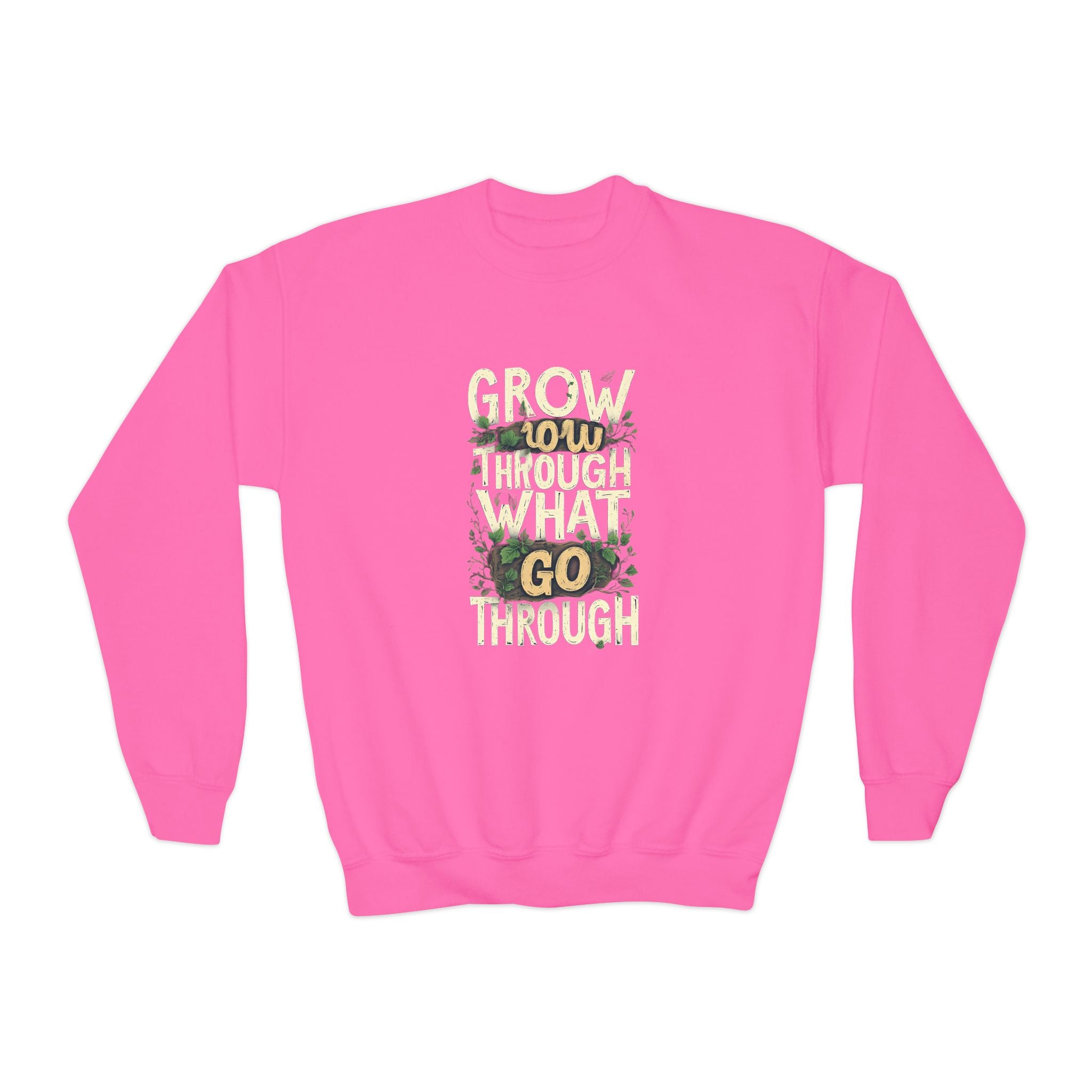 Youth Crewneck "Grow Slow, Go Far" Floral Sweatshirt