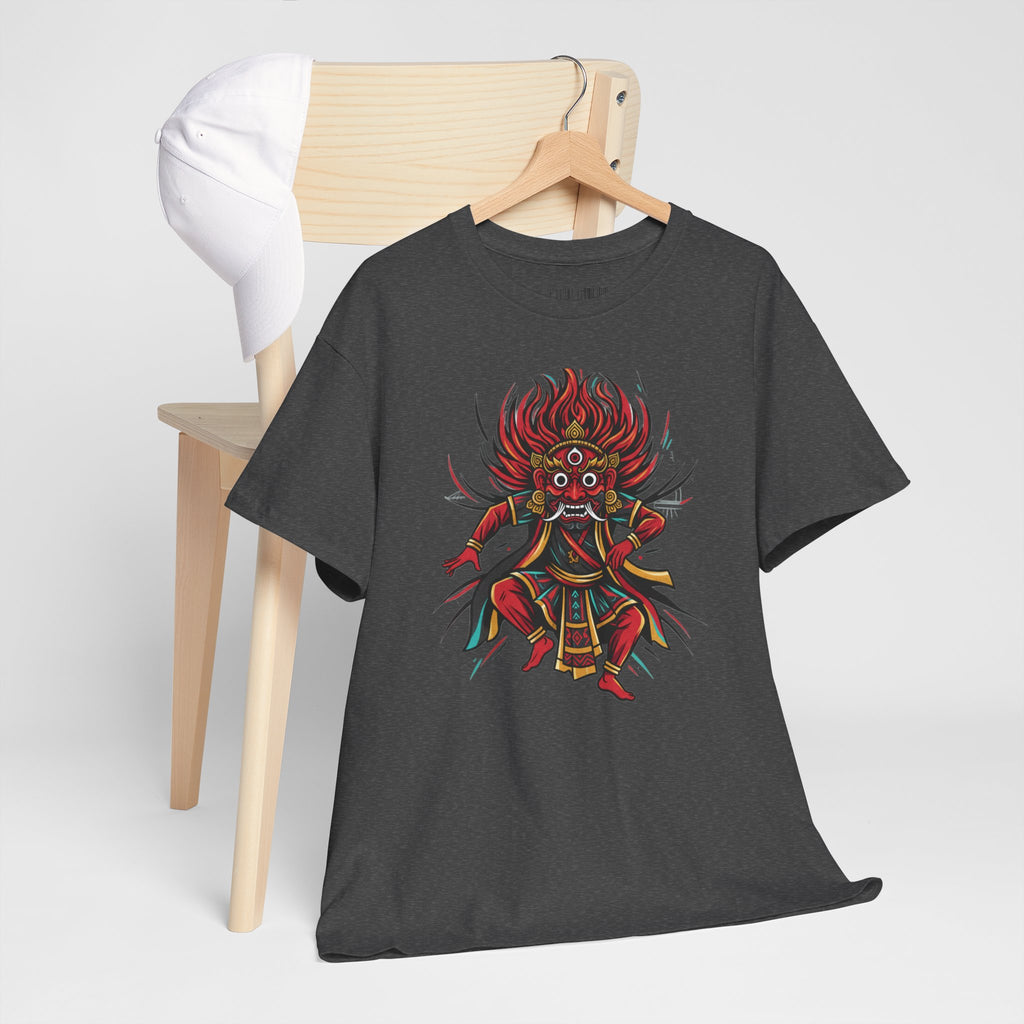 T-Shirt — Fierce Red Oni Demon Graphic Tee (Mythic Japanese Mask Design)