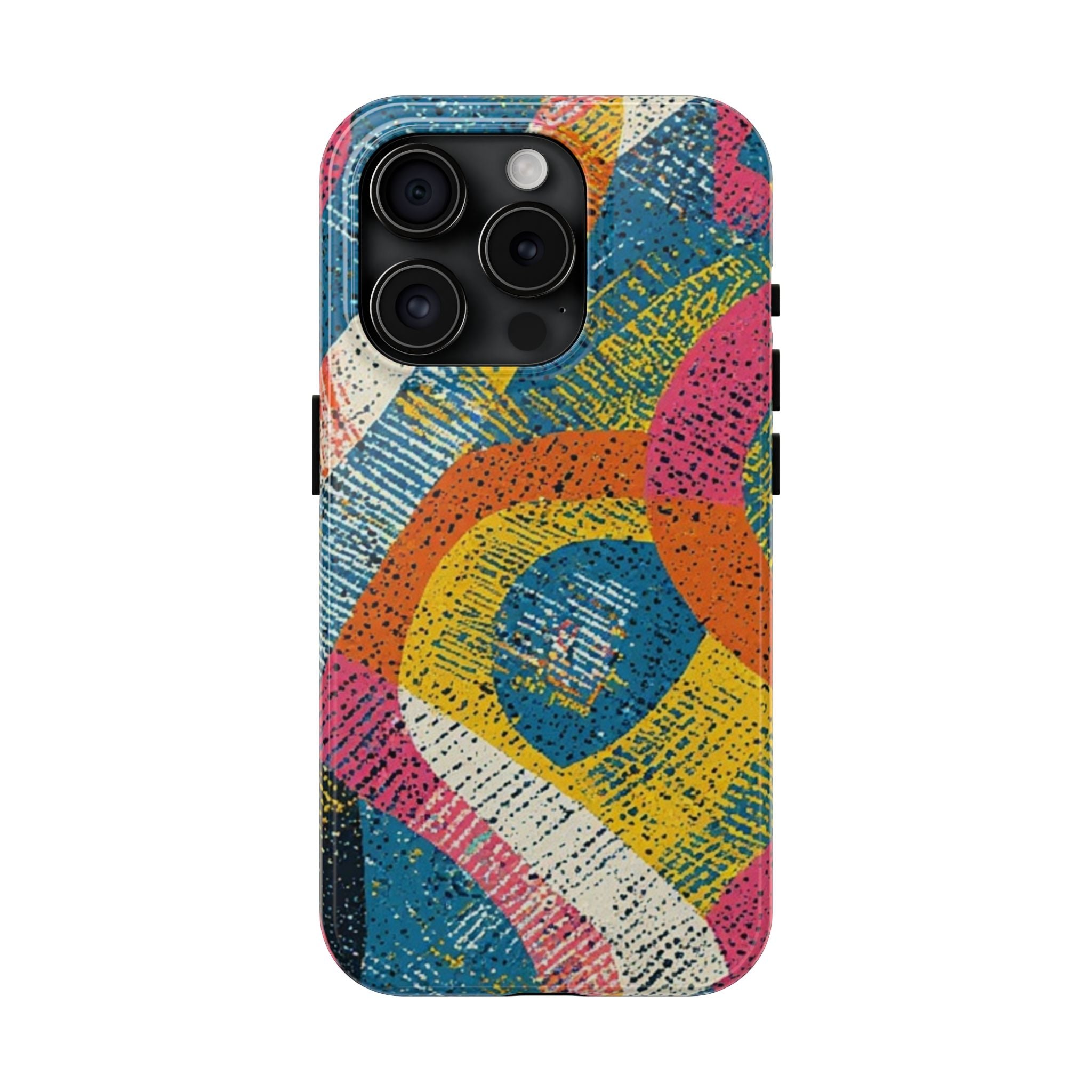 Bold Retro Abstract Tough Phone Case — Colorful Geometric Protective Cover