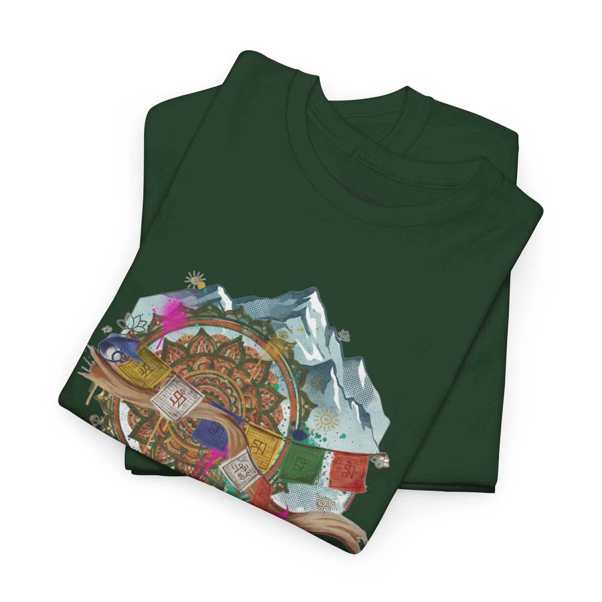 Adventure Compass Graphic Tee — Mountain, Globe & Flag Illustration