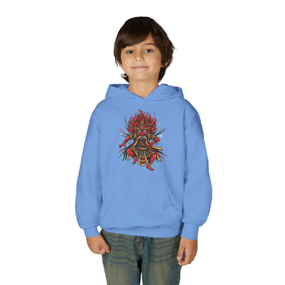 Youth Hoodie — Colorful Mythical Demon Mask Graphic