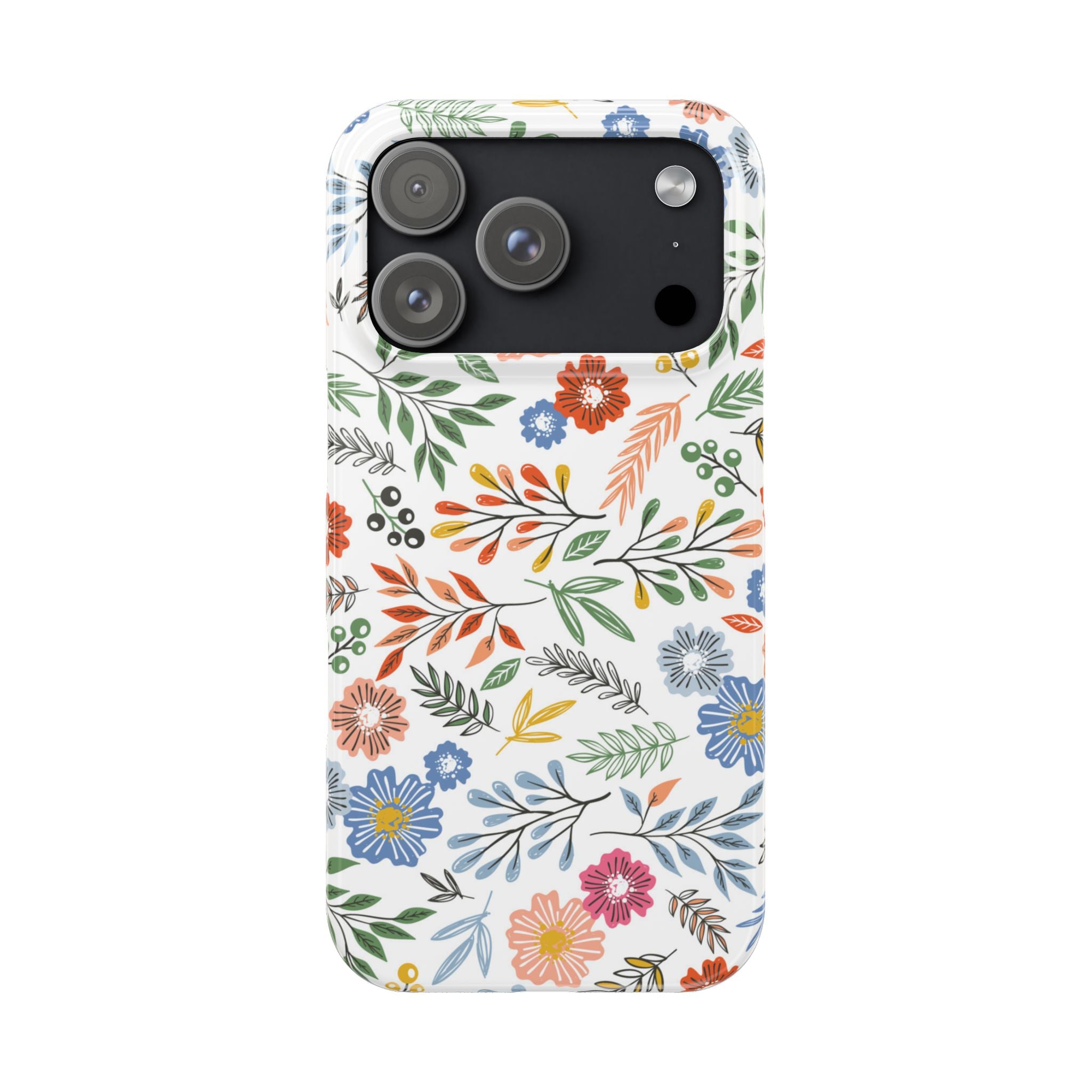 Slim Floral Phone Case — Colorful Hand-Drawn Wildflower Design