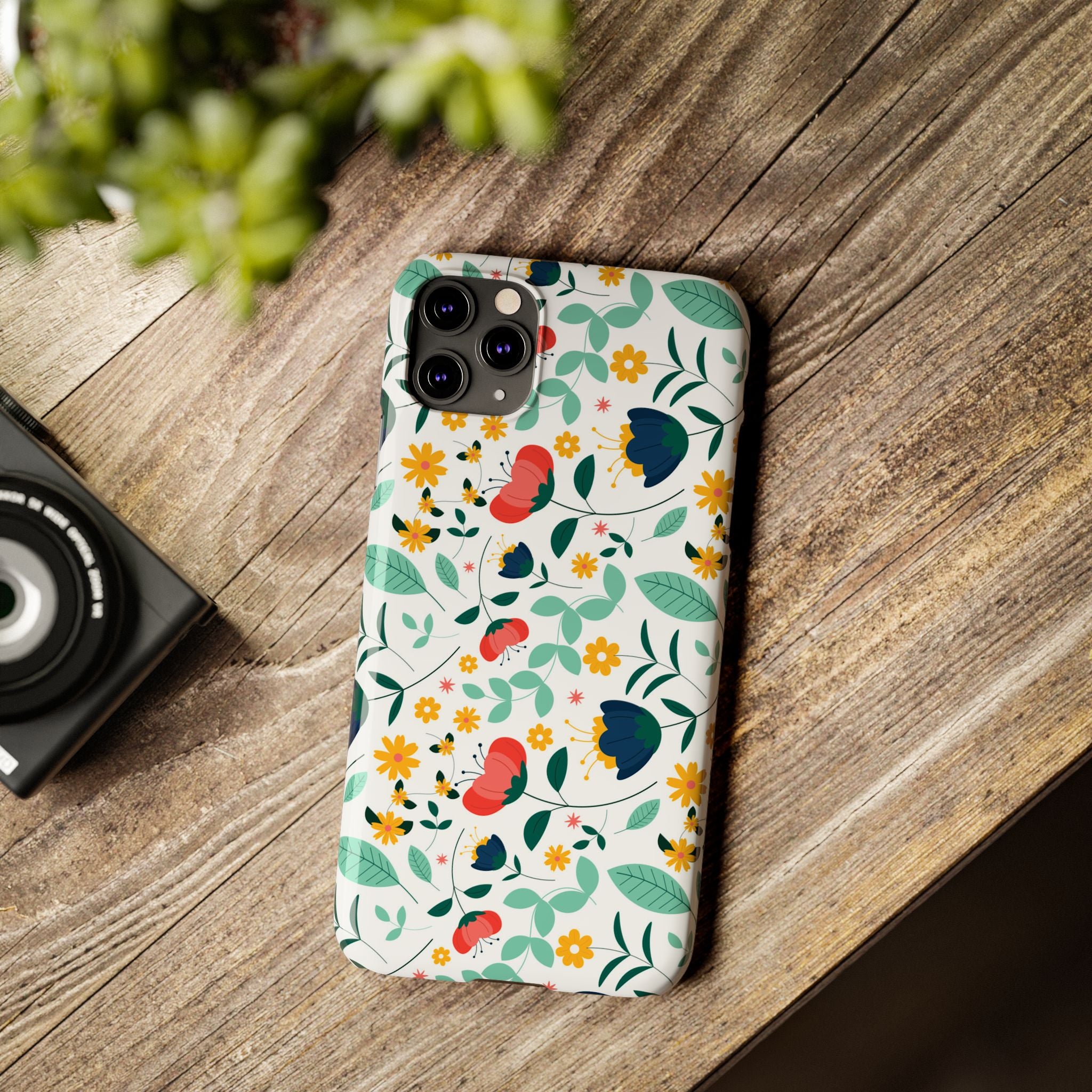 Floral Slim Phone Case — Colorful Folk Flower Pattern