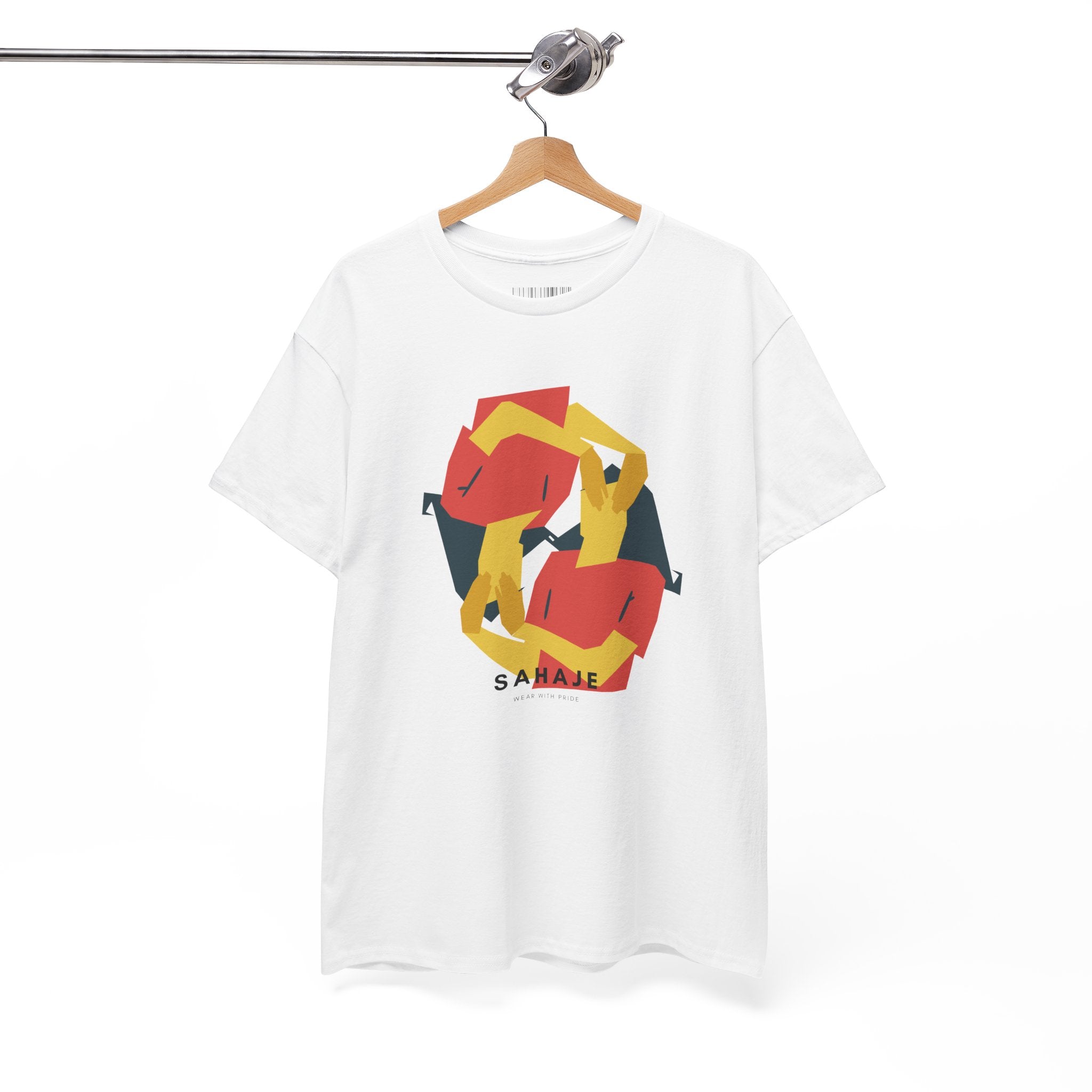 Foxes in Hexagon Graphic Tee — Minimal Geometric Animal Shirt