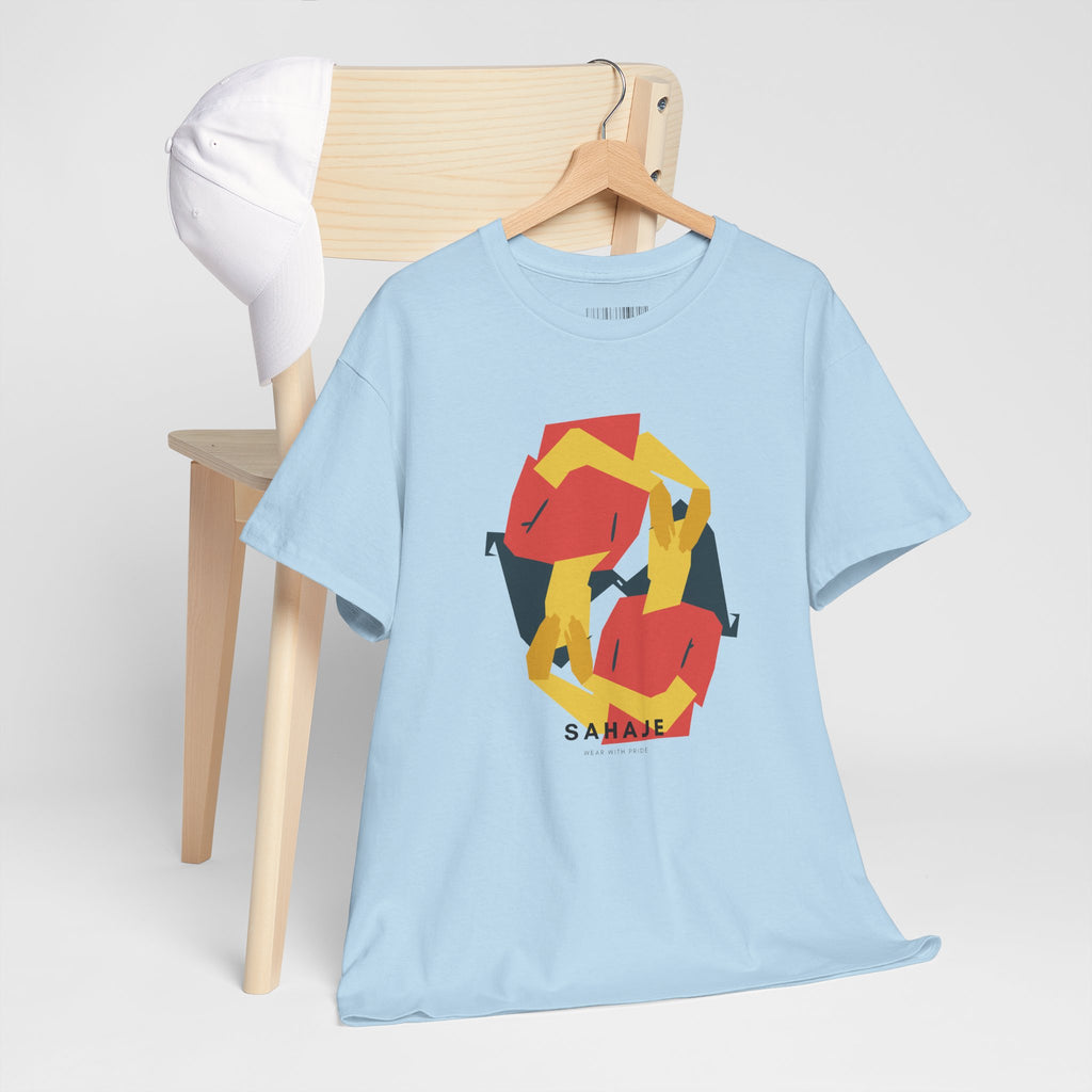 Foxes in Hexagon Graphic Tee — Minimal Geometric Animal Shirt