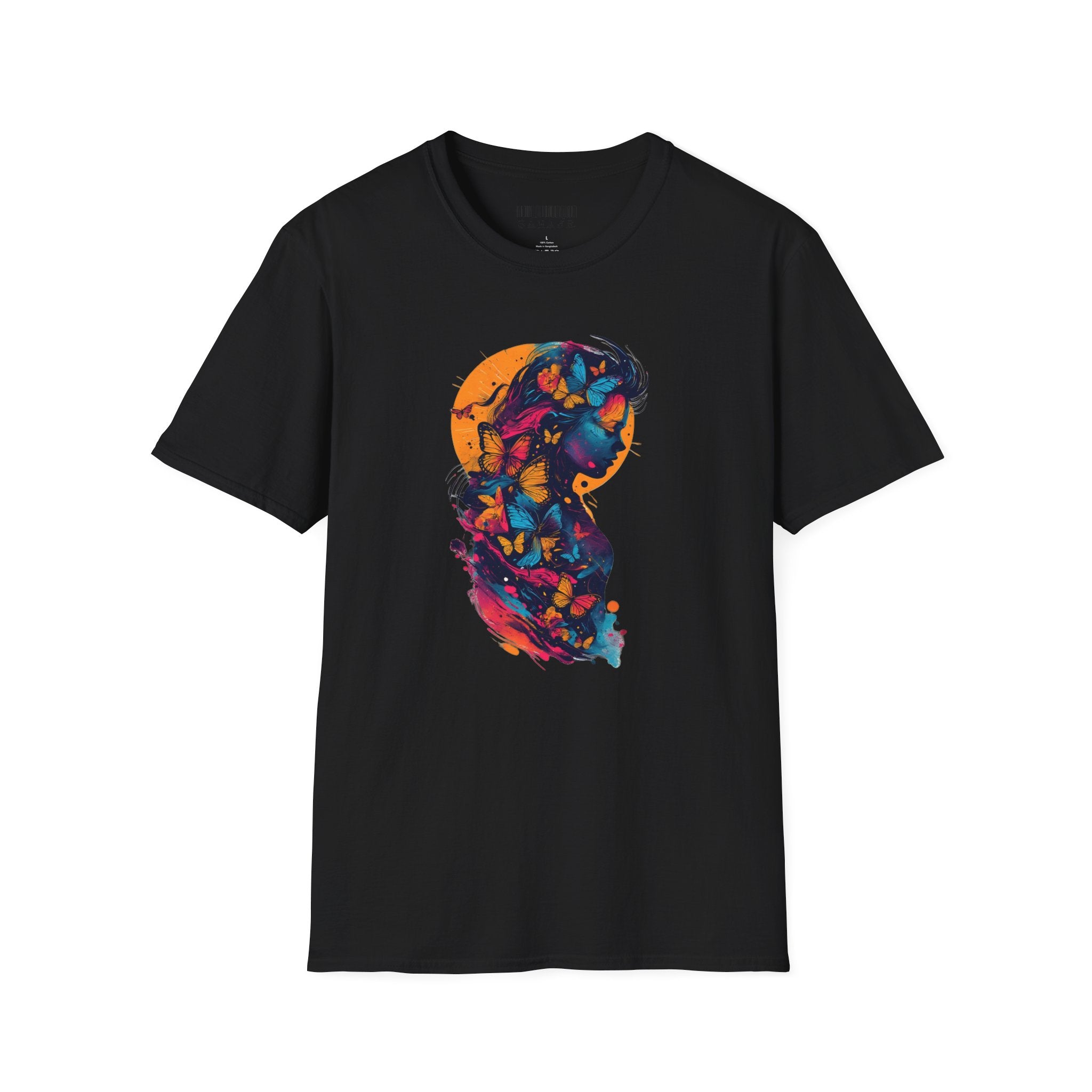 Butterfly Silhouette T-Shirt — Colorful Floral Profile Tee