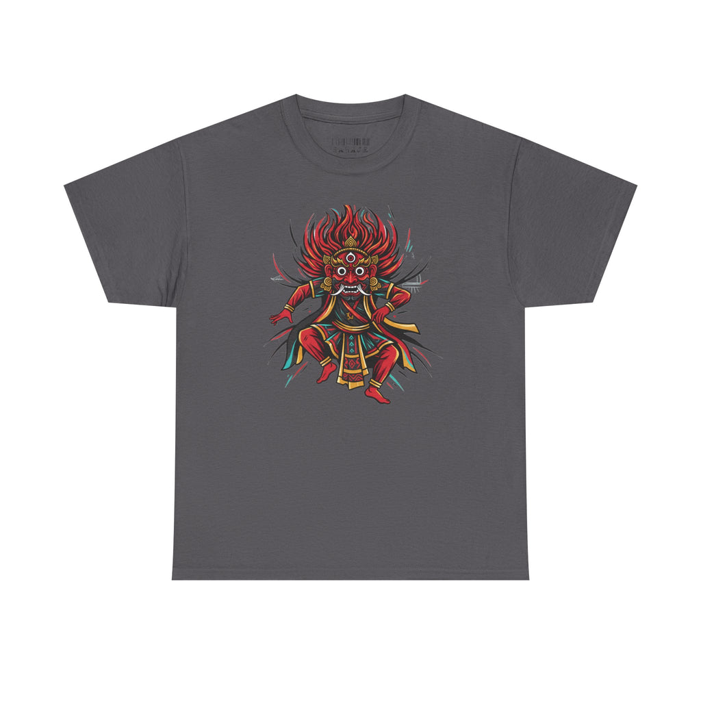 T-Shirt — Fierce Red Oni Demon Graphic Tee (Mythic Japanese Mask Design)