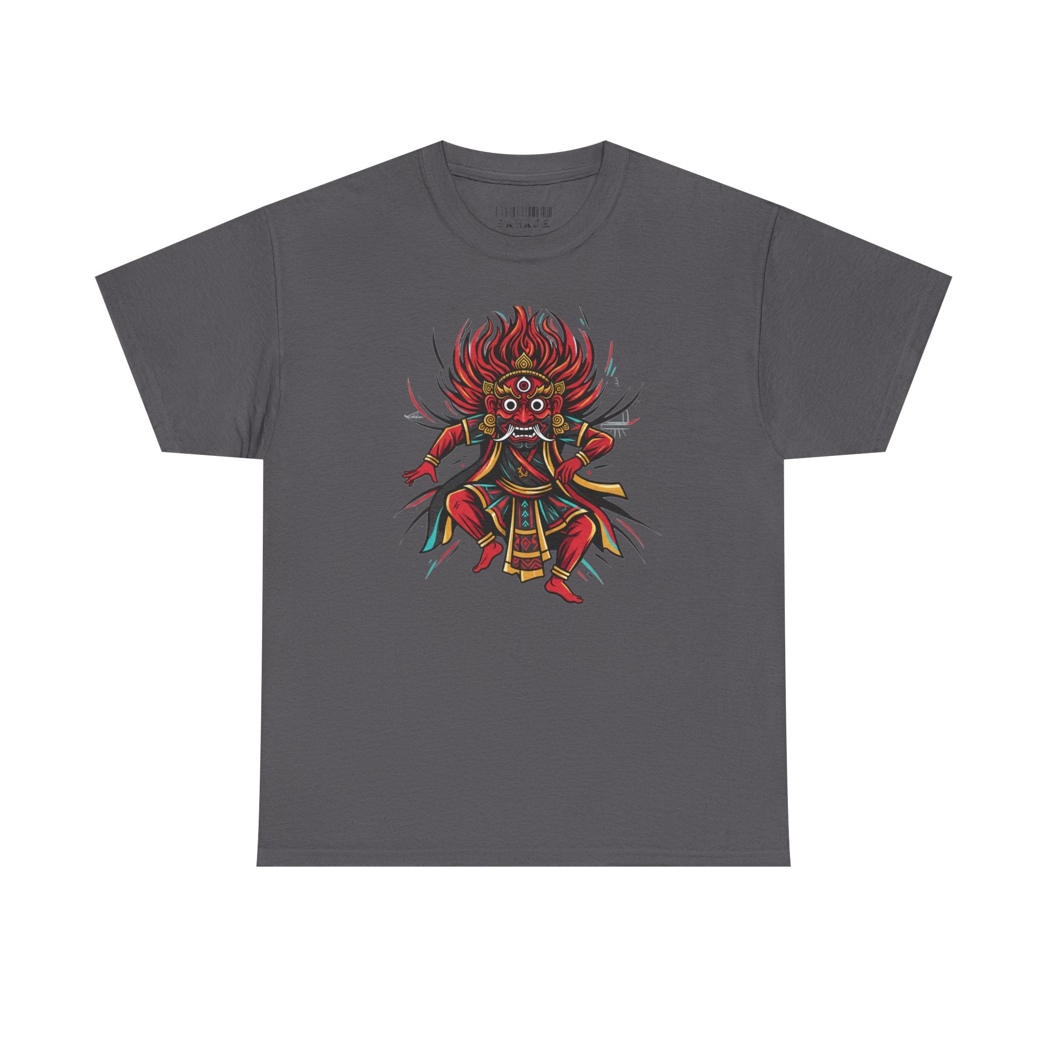 T-Shirt — Fierce Red Oni Demon Graphic Tee (Mythic Japanese Mask Design)