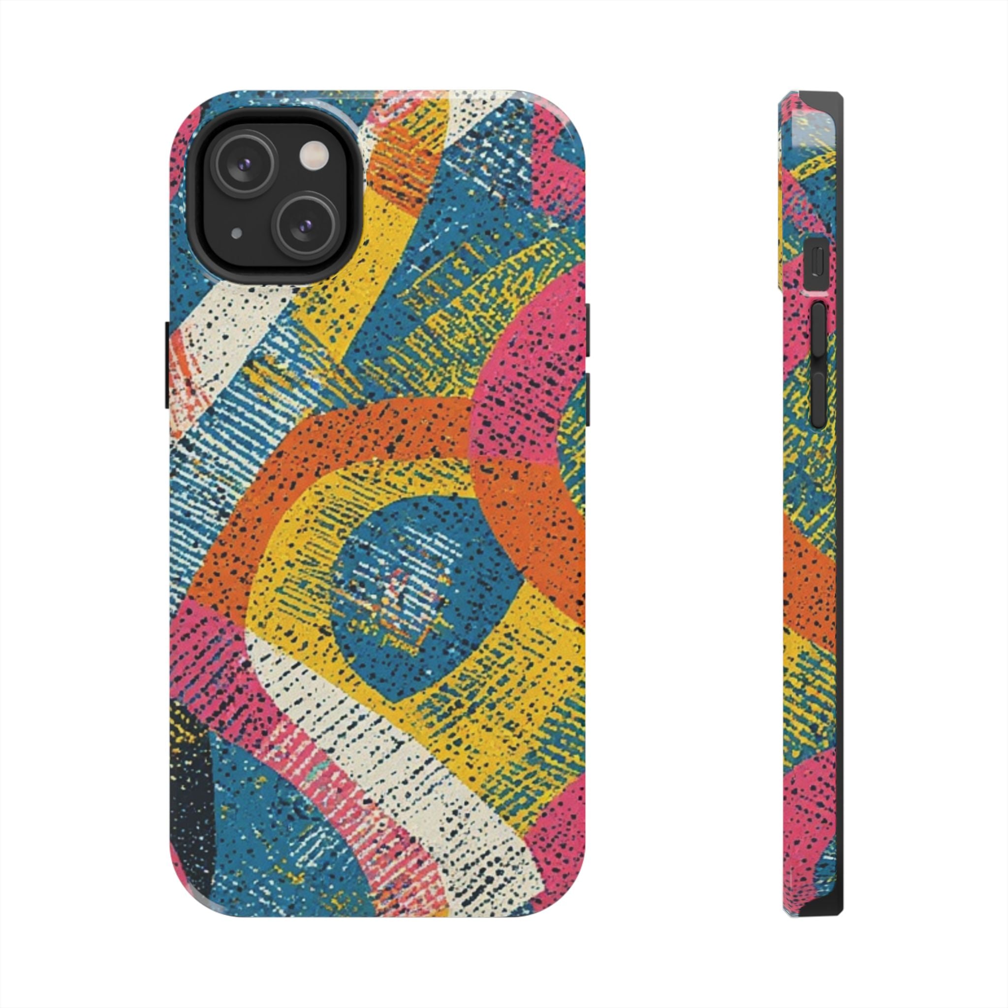 Bold Retro Abstract Tough Phone Case — Colorful Geometric Protective Cover