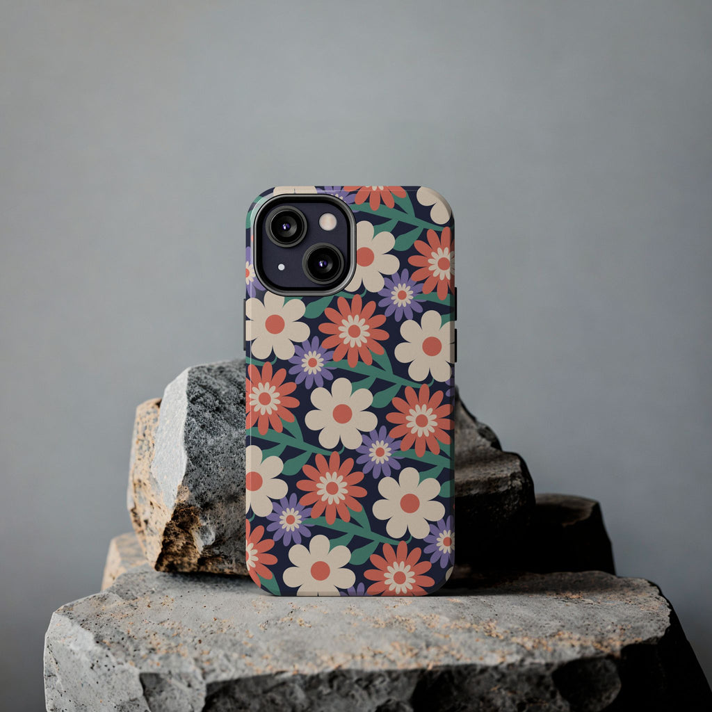Floral Tough Phone Case — Retro Daisies Protective Phone Cover
