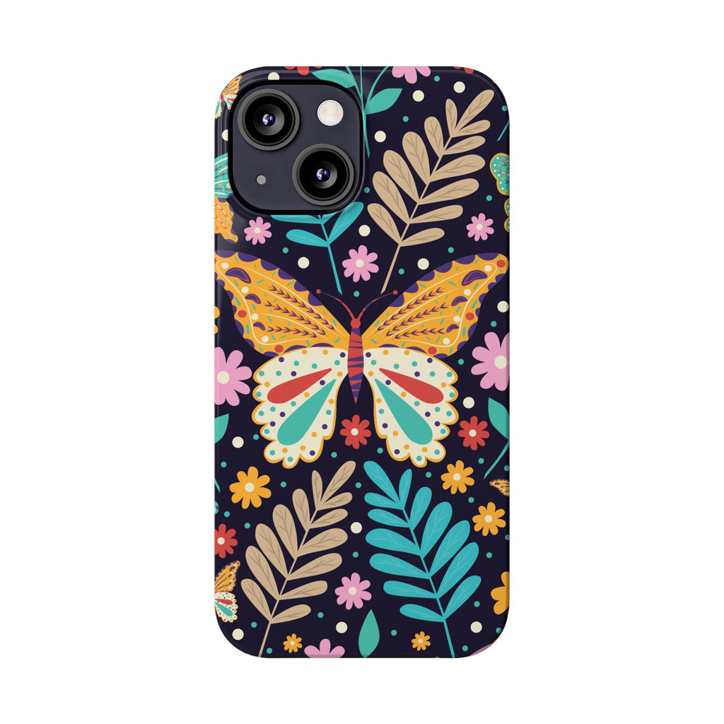 Butterfly Floral Slim Phone Case — Colorful Boho Garden Design