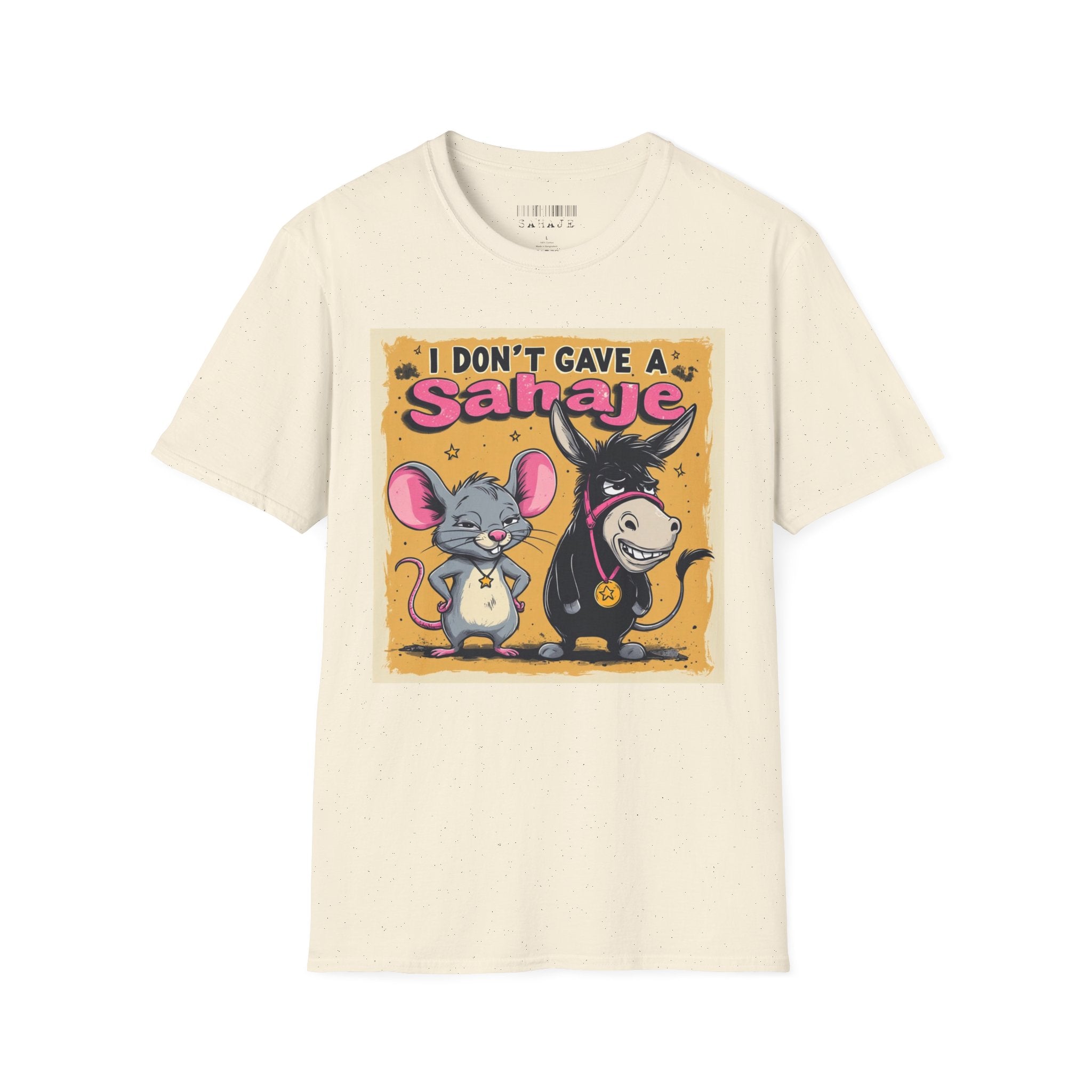 Don’t Give a Satrage T-Shirt — Funny Mouse & Donkey Cartoon Tee
