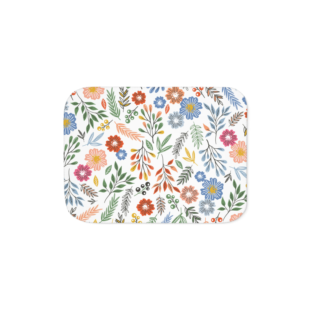 Floral Sherpa Blanket — Reversible Cozy Throw with Colorful Wildflower Print