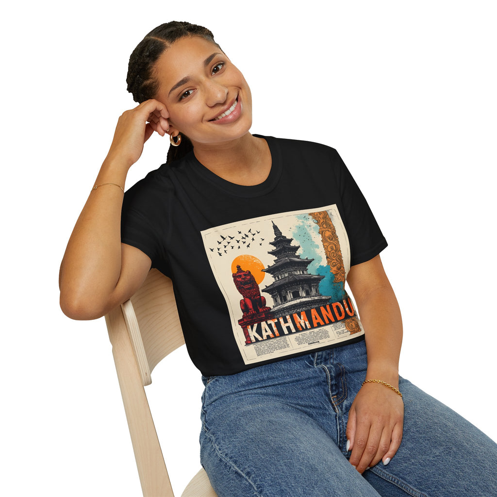 Kathmandu Vintage Travel T-Shirt – Retro Nepal Skyline Graphic Tee, Cultural Tourism Design