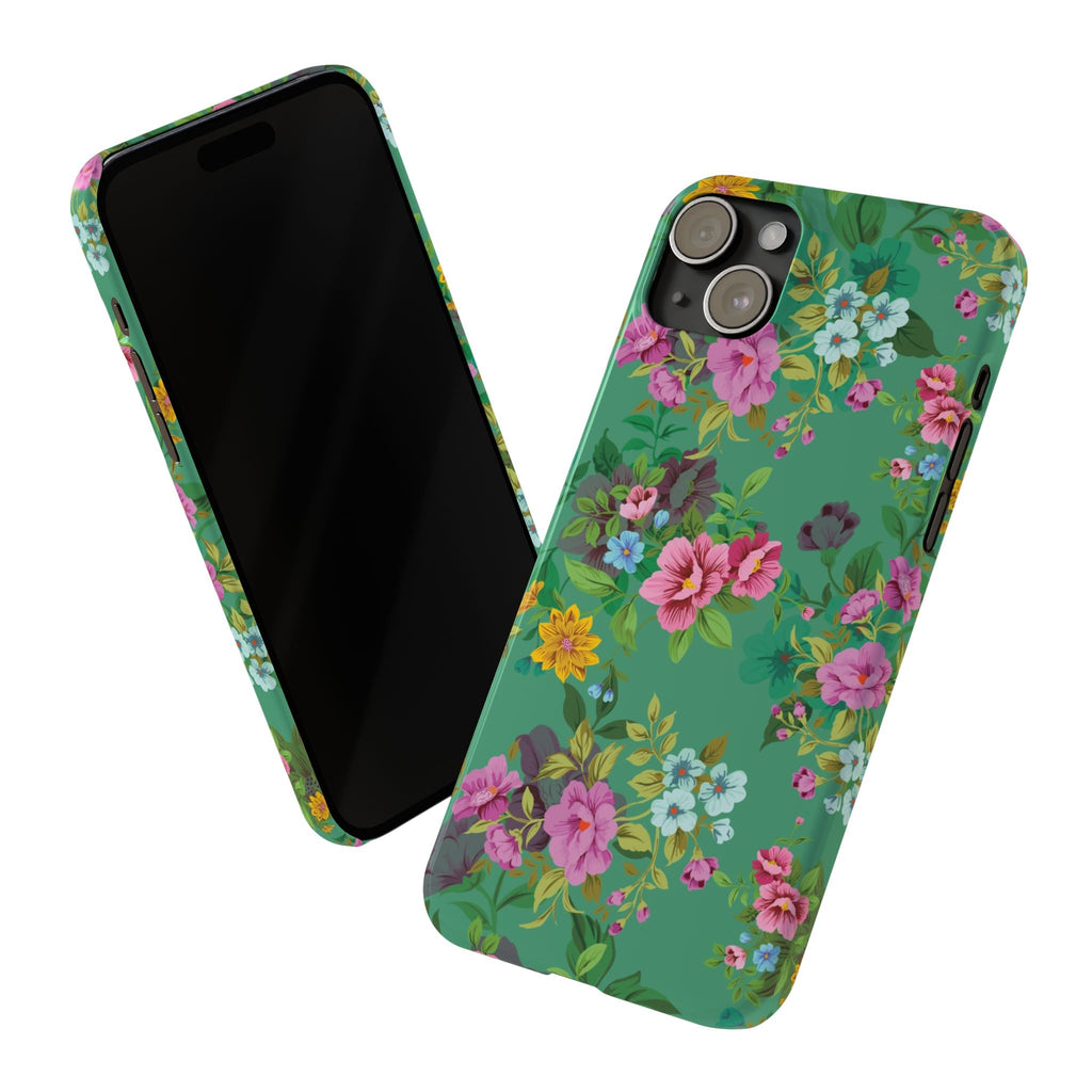 Floral Slim Phone Case - Cute Botanical Design, Gift for Spring, Nature Lovers, Customizable Phone Cover, Trendy Accessories, Flower Power