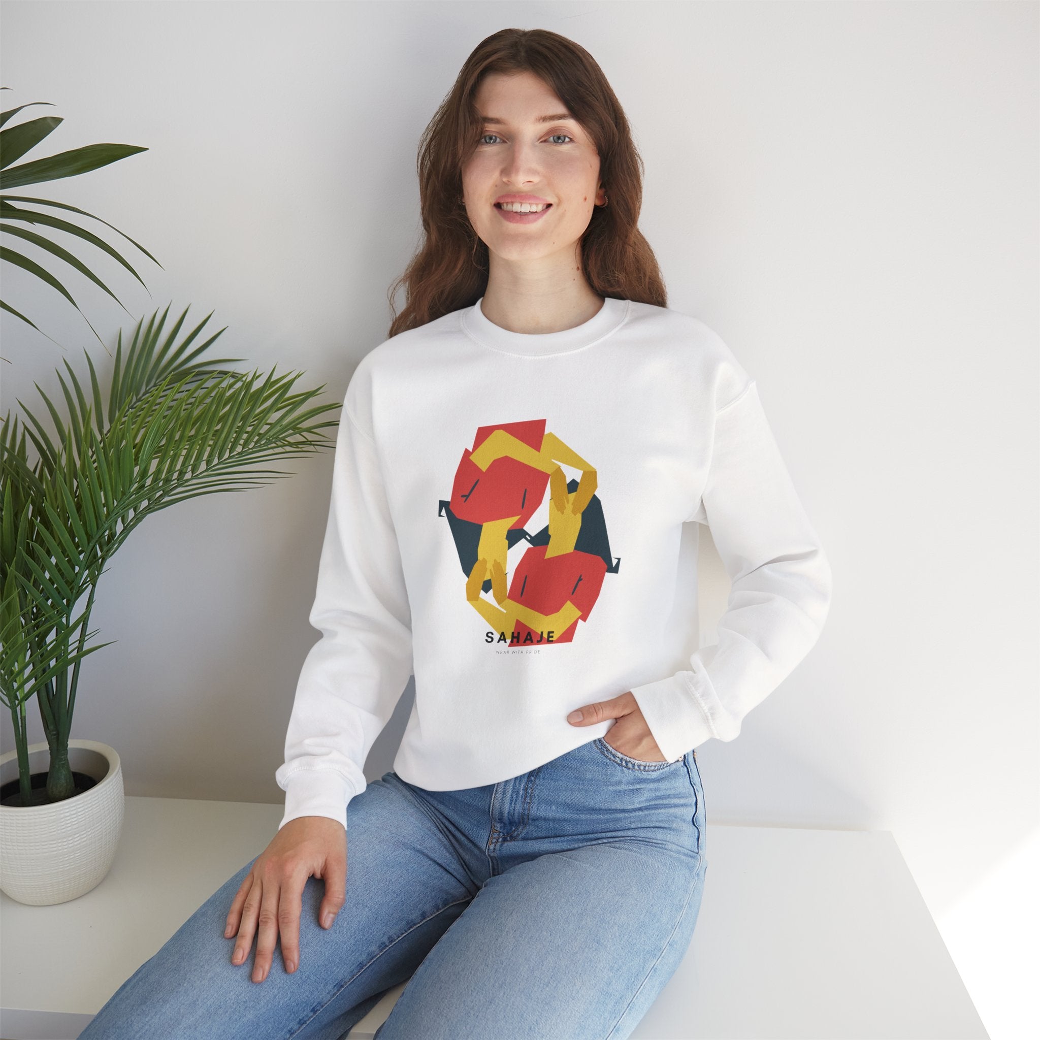 Abstract Flamingo Geometric Crewneck Sweatshirt