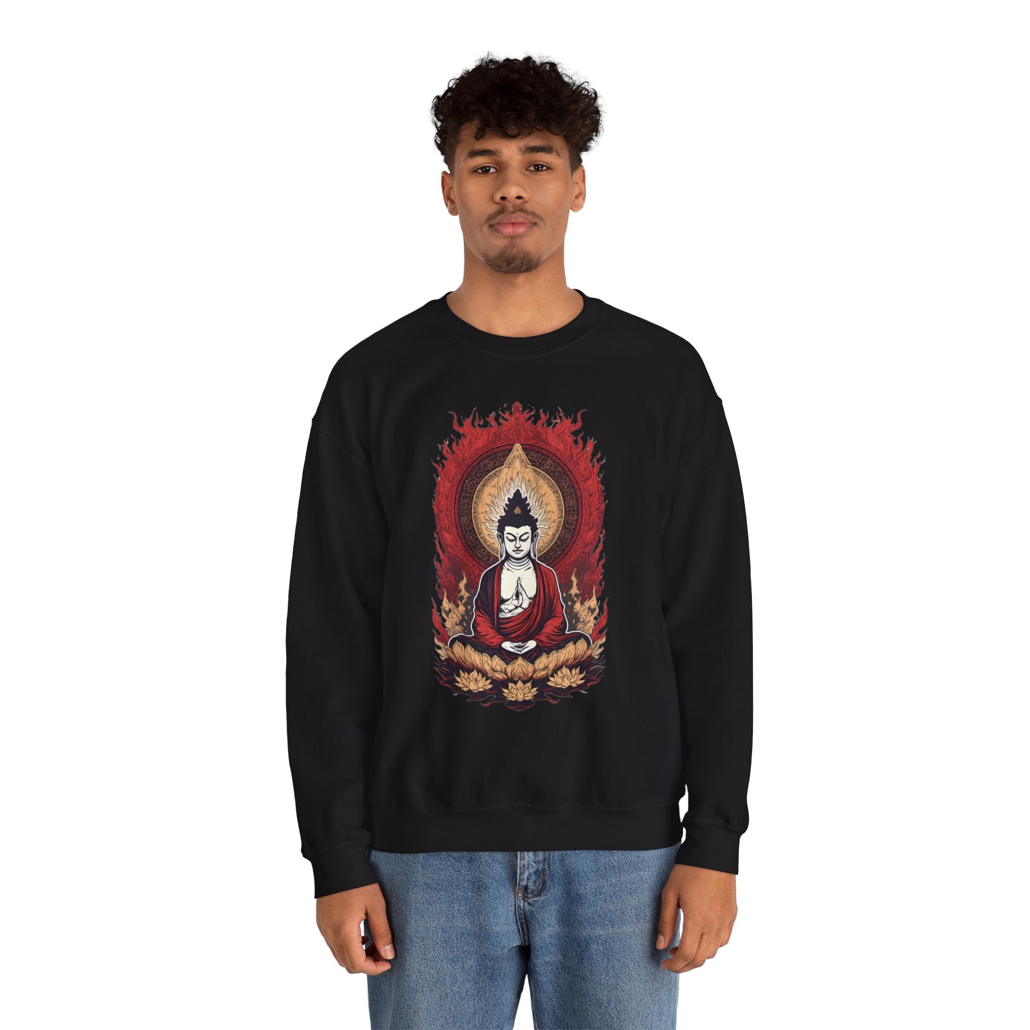 Buddha Lotus Flame Crewneck Sweatshirt