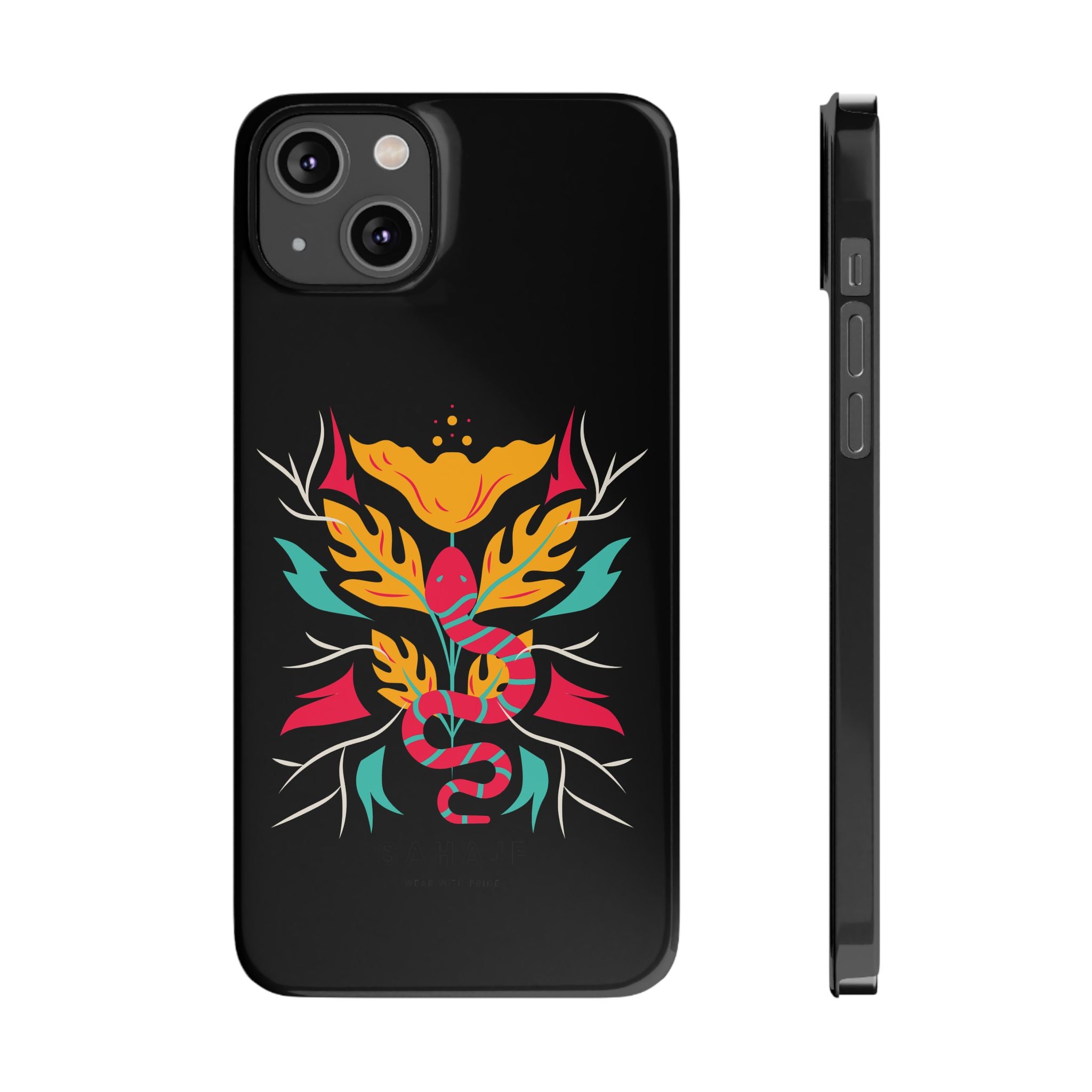 Colorful Floral Snake Slim Phone Case, Trendy Phone Accessories, Unique Gift for Nature Lovers, Modern Phone Cover, Stylish Protection