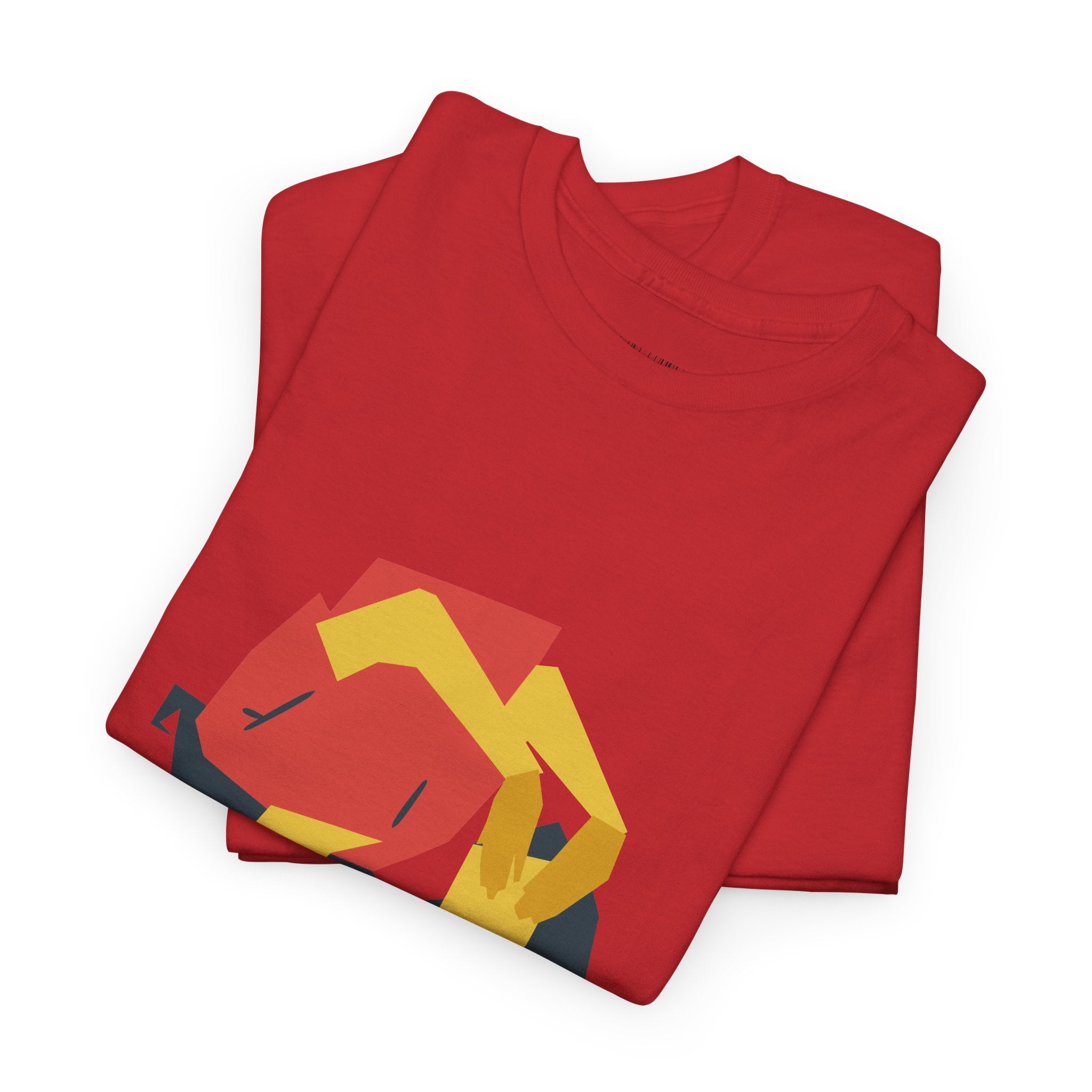 Geometric Fox Tee — Stylized Red & Yellow Fox Illustration T-Shirt