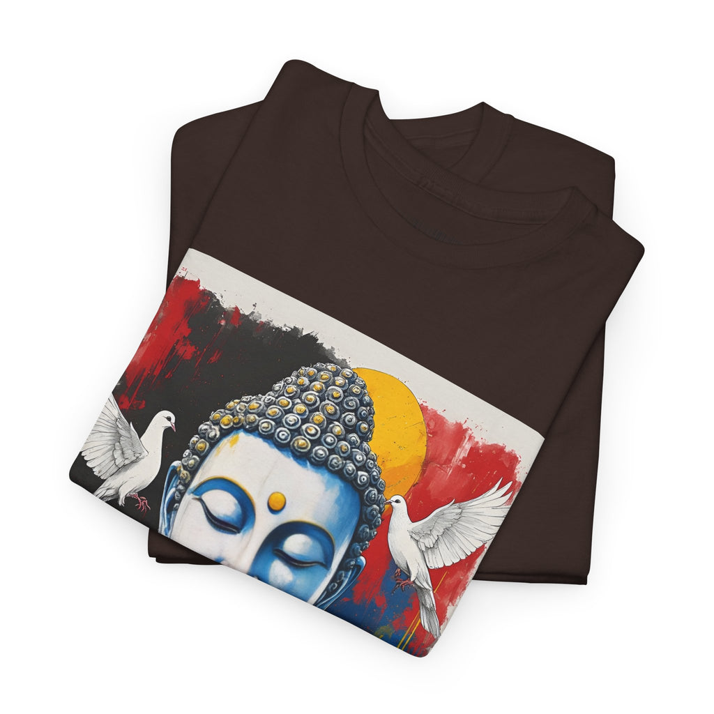Buddha Peace Tee — Colorful Buddha & Doves Graphic T-Shirt