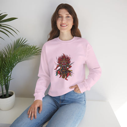 Crewneck Sweatshirt — Red Demon Guardian Graphic