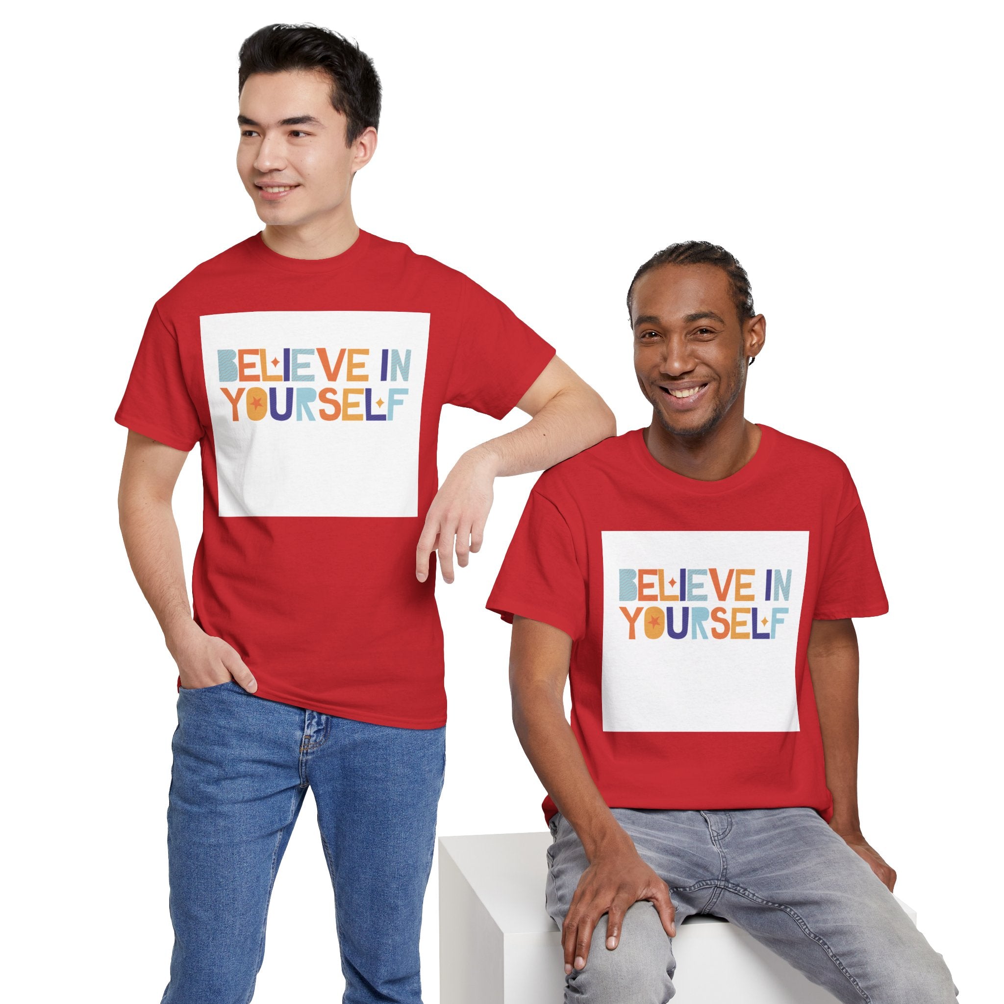 T-Shirt — "Believe in Yourself" Colorful Retro Motivational Tee