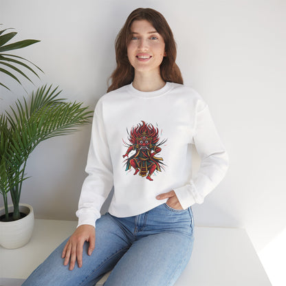 Crewneck Sweatshirt — Red Demon Guardian Graphic