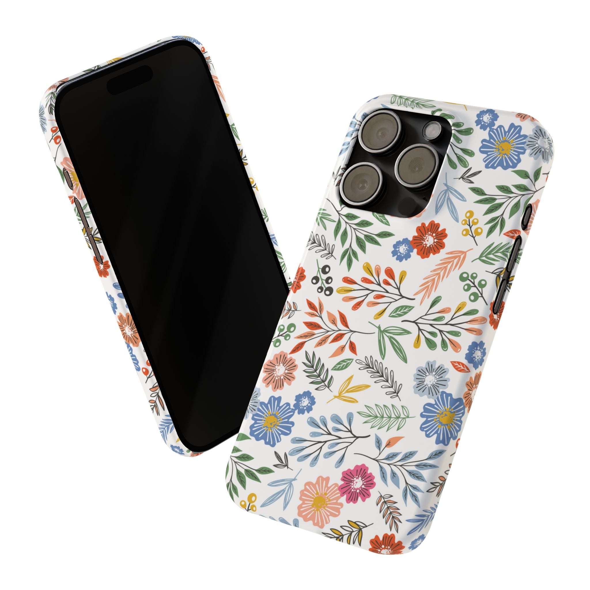 Slim Floral Phone Case — Colorful Hand-Drawn Wildflower Design