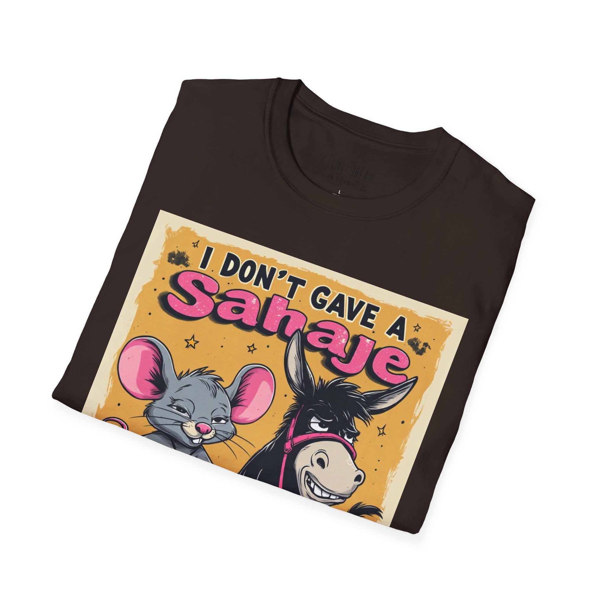 Don’t Give a Satrage T-Shirt — Funny Mouse & Donkey Cartoon Tee