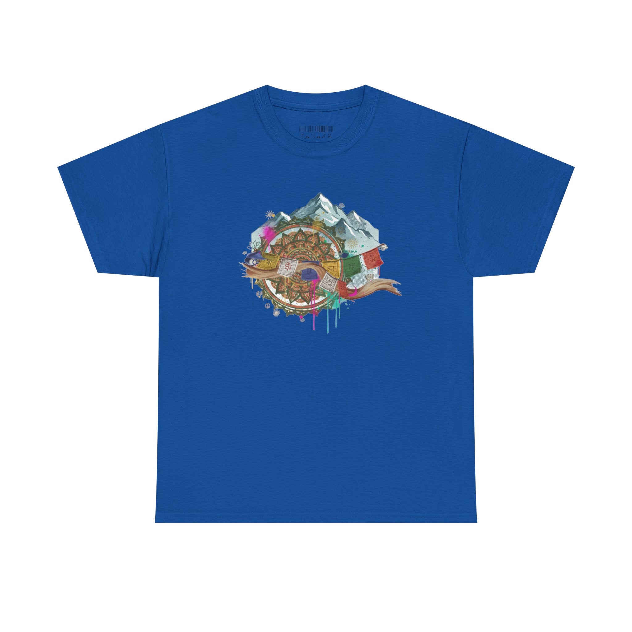 Adventure Compass Graphic Tee — Mountain, Globe & Flag Illustration