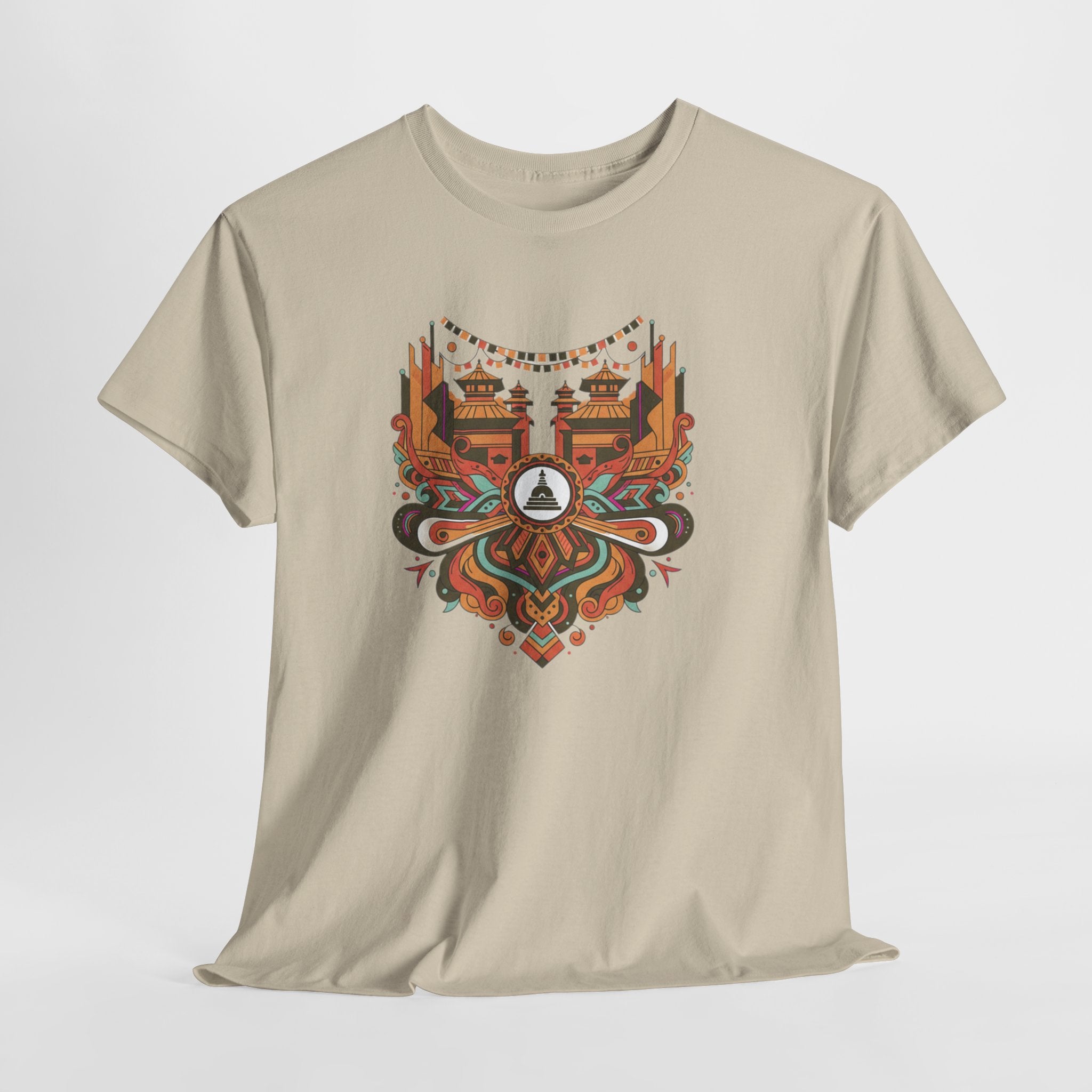 Mandala Cityscape Tee — Boho Urban Art Graphic T-Shirt