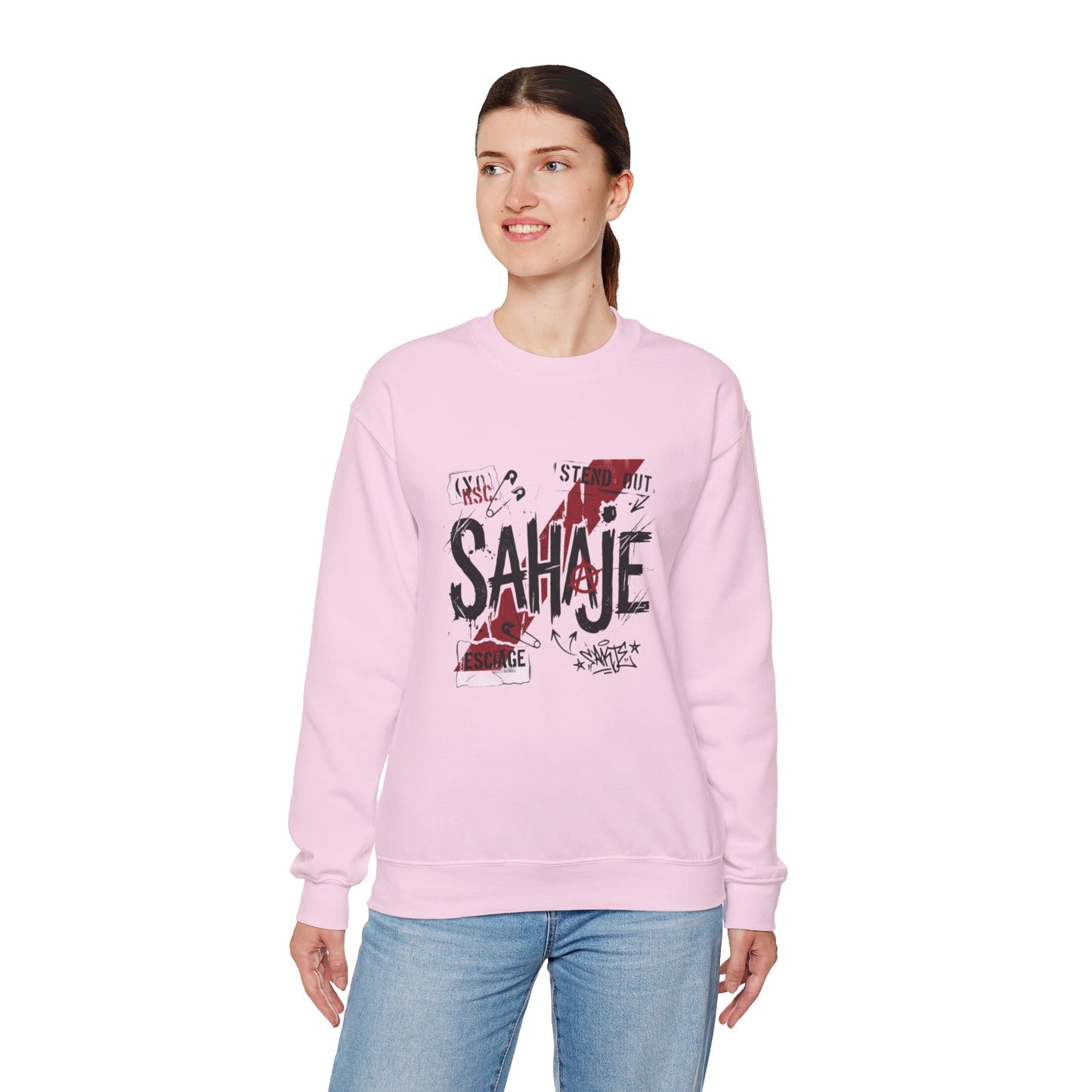 Sahaje Graphic Crewneck Sweatshirt – Streetwear Logo Pullover