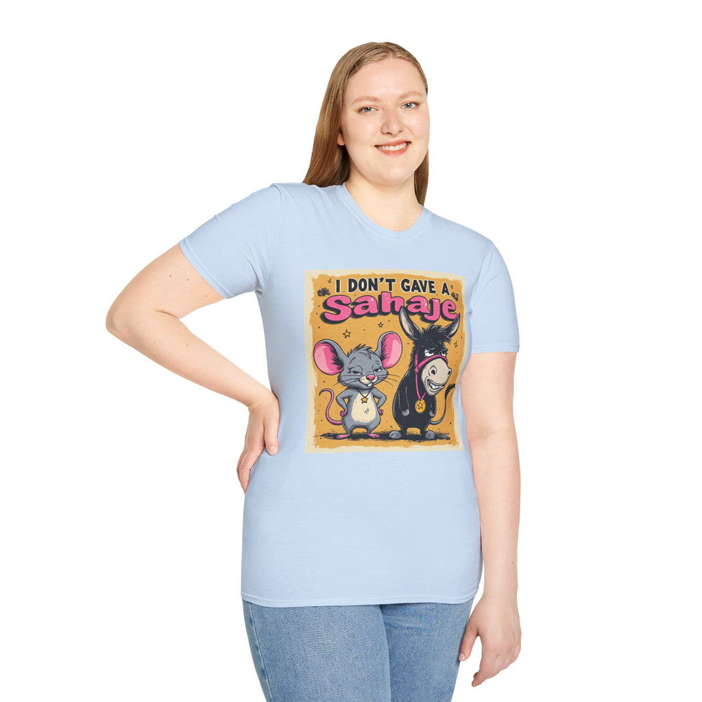 Don’t Give a Satrage T-Shirt — Funny Mouse & Donkey Cartoon Tee