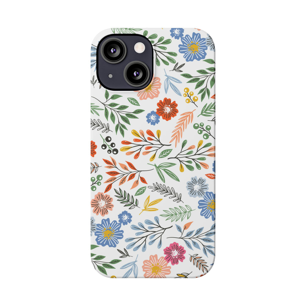 Slim Floral Phone Case — Colorful Hand-Drawn Wildflower Design