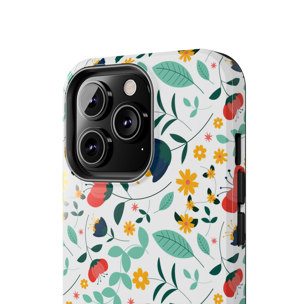 Floral Pattern Tough Phone Case — Colorful Spring Flowers Phone Cover