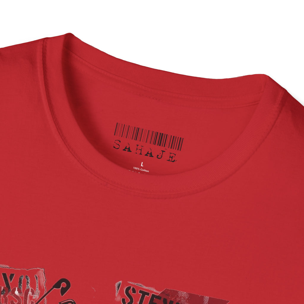 SAHAJE Graphic T‑Shirt — Distressed Red Accent Streetwear Tee