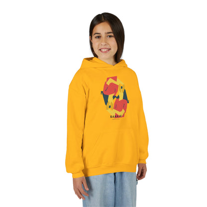 Youth Hoodie with Geometric Squirrel Art – 'Squirrel' Colorful Kids Pullover