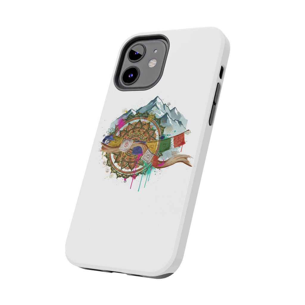 Mountain Compass Tough Phone Case with Prayer Flags & Fish Design