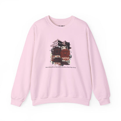 Crewneck Sweatshirt — Cozy Vintage Cabin Illustration with Quote