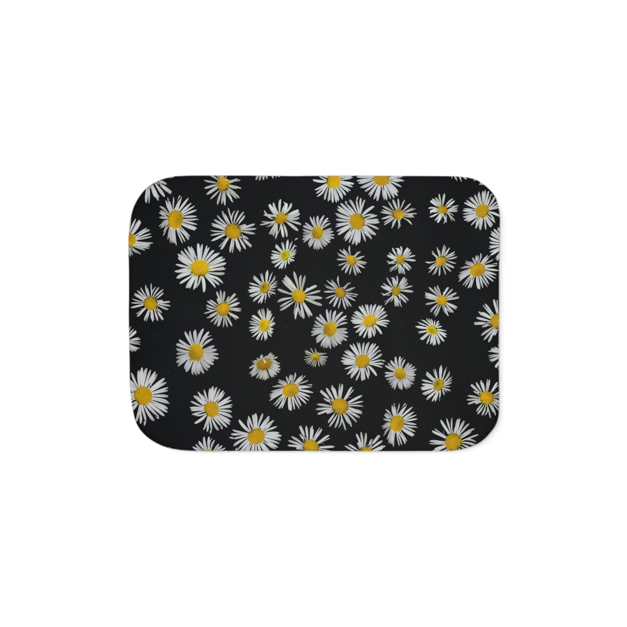 Daisy Print Sherpa Blanket — Reversible Black Floral & Cozy Beige Throw