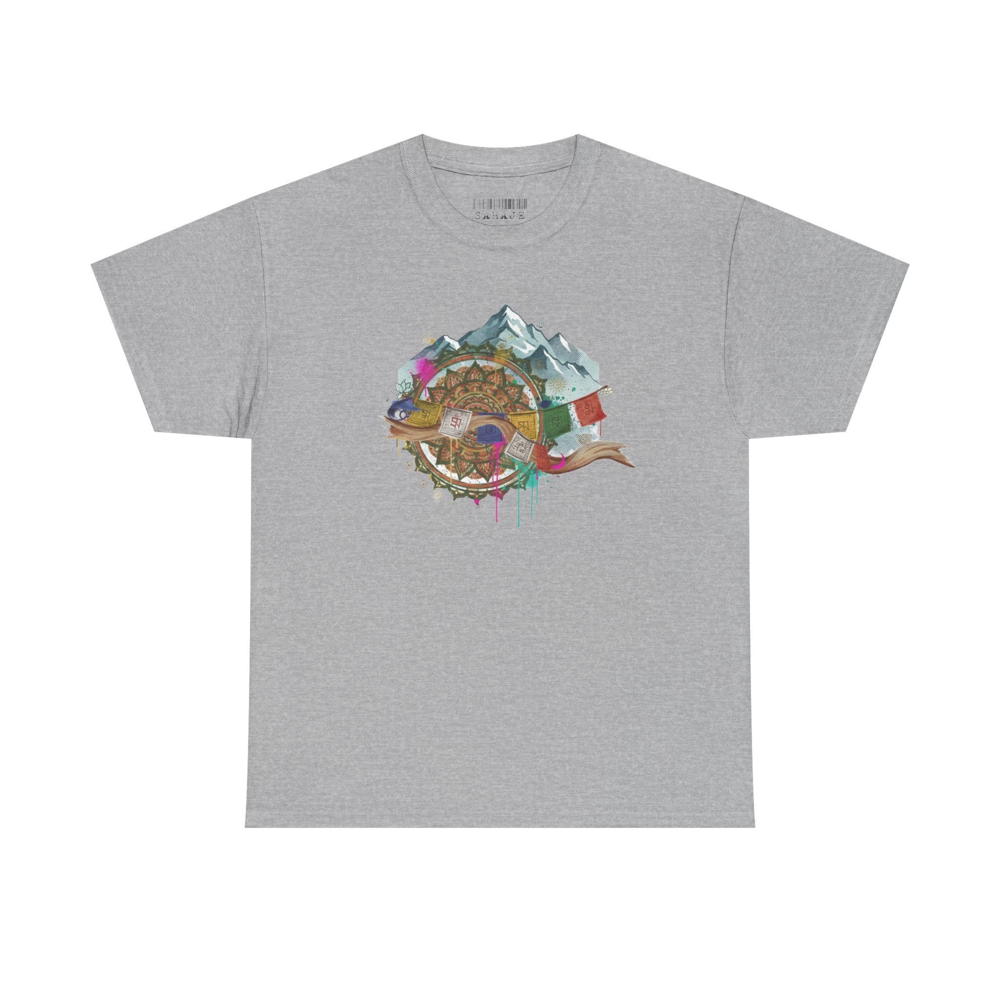 Adventure Compass Graphic Tee — Mountain, Globe & Flag Illustration