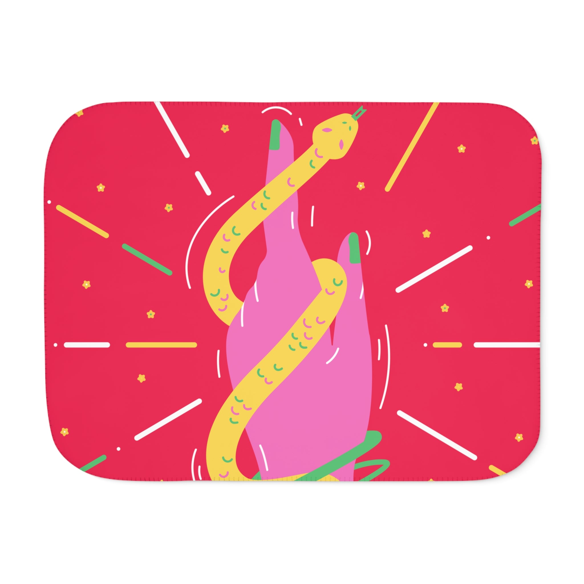 Colorful Snake & Flame Sherpa Blanket — Cozy Two-Tone Throw