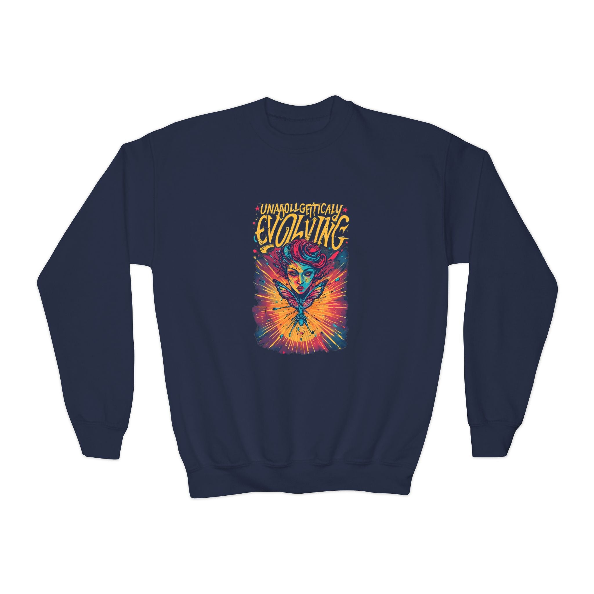 Psychedelic Evolving Skull Youth Crewneck Sweatshirt