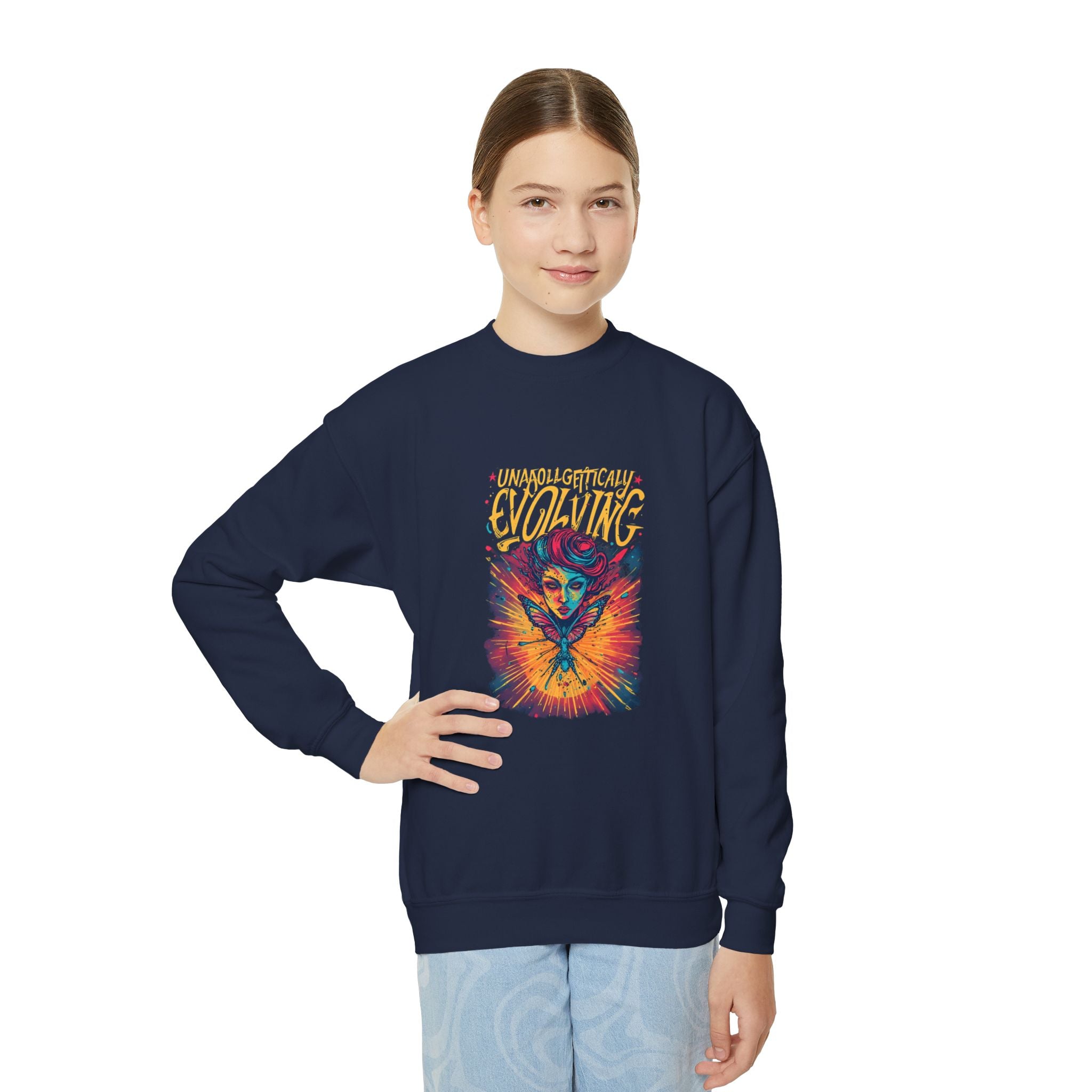 Psychedelic Evolving Skull Youth Crewneck Sweatshirt