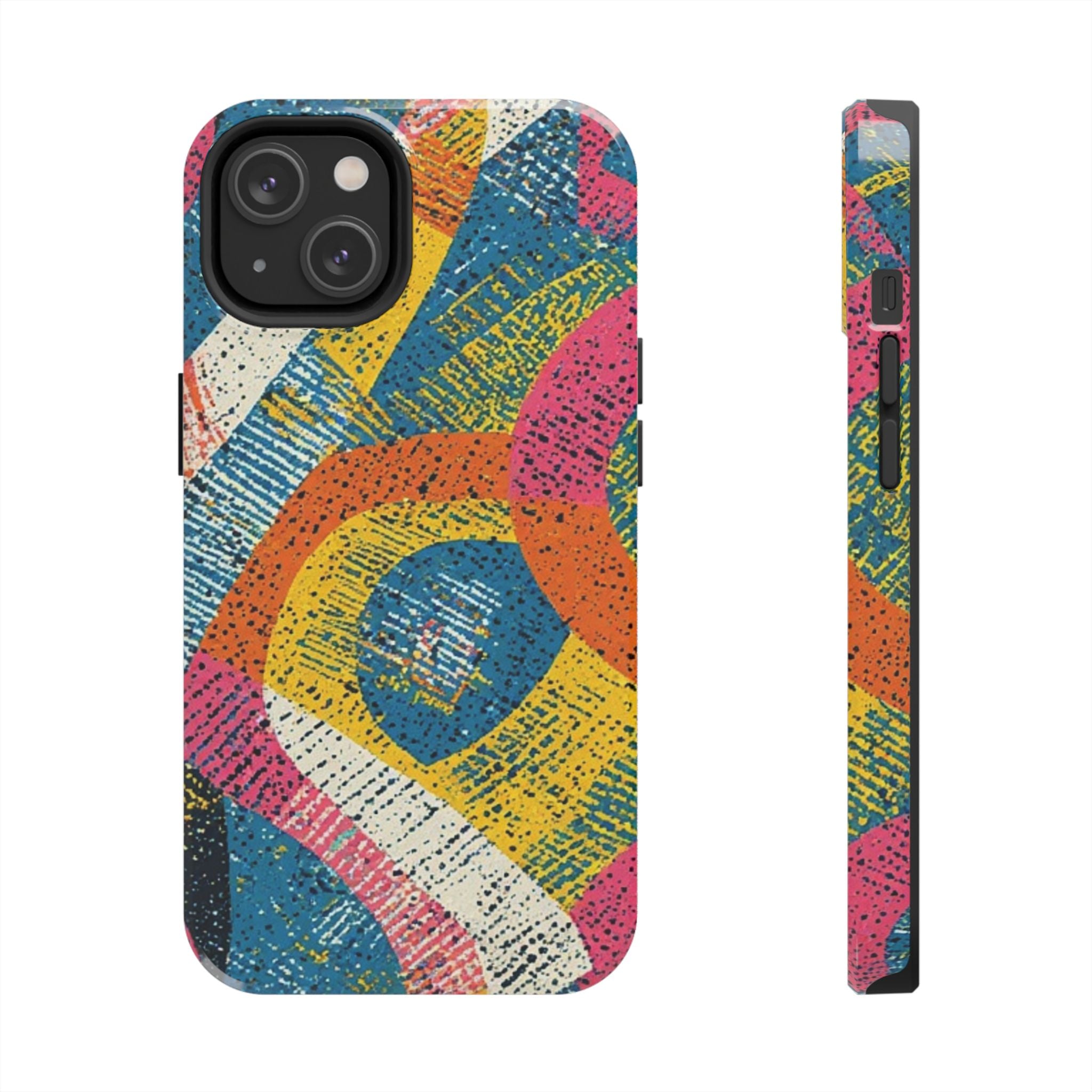 Bold Retro Abstract Tough Phone Case — Colorful Geometric Protective Cover