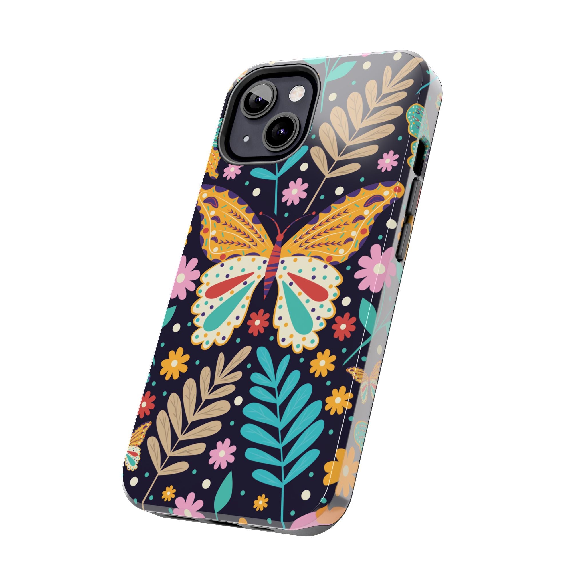 Floral Butterfly Tough Phone Case — Colorful Garden Protective Cover