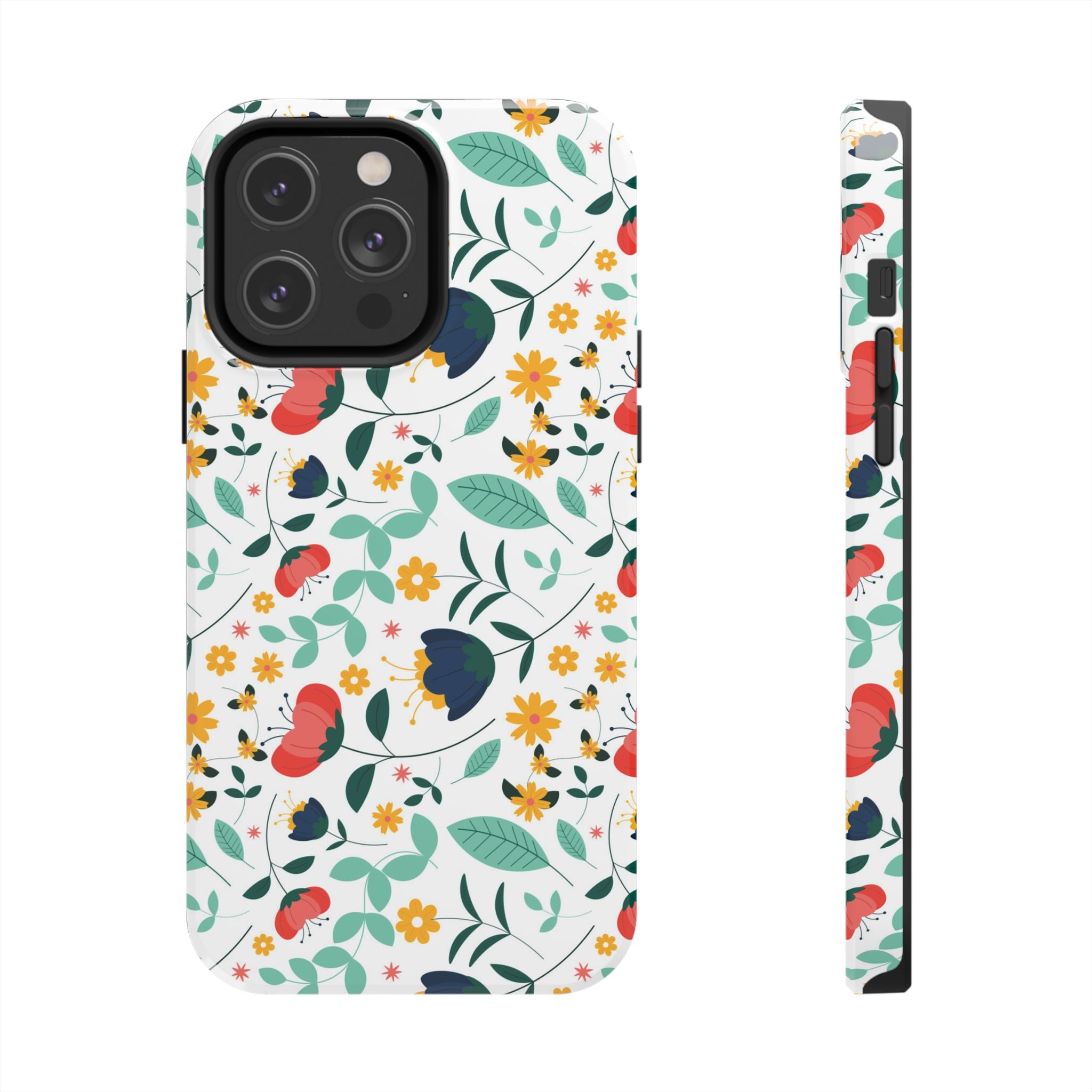 Floral Pattern Tough Phone Case — Colorful Spring Flowers Phone Cover