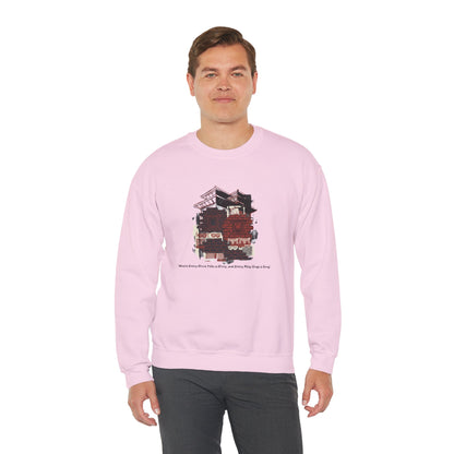 Crewneck Sweatshirt — Cozy Vintage Cabin Illustration with Quote