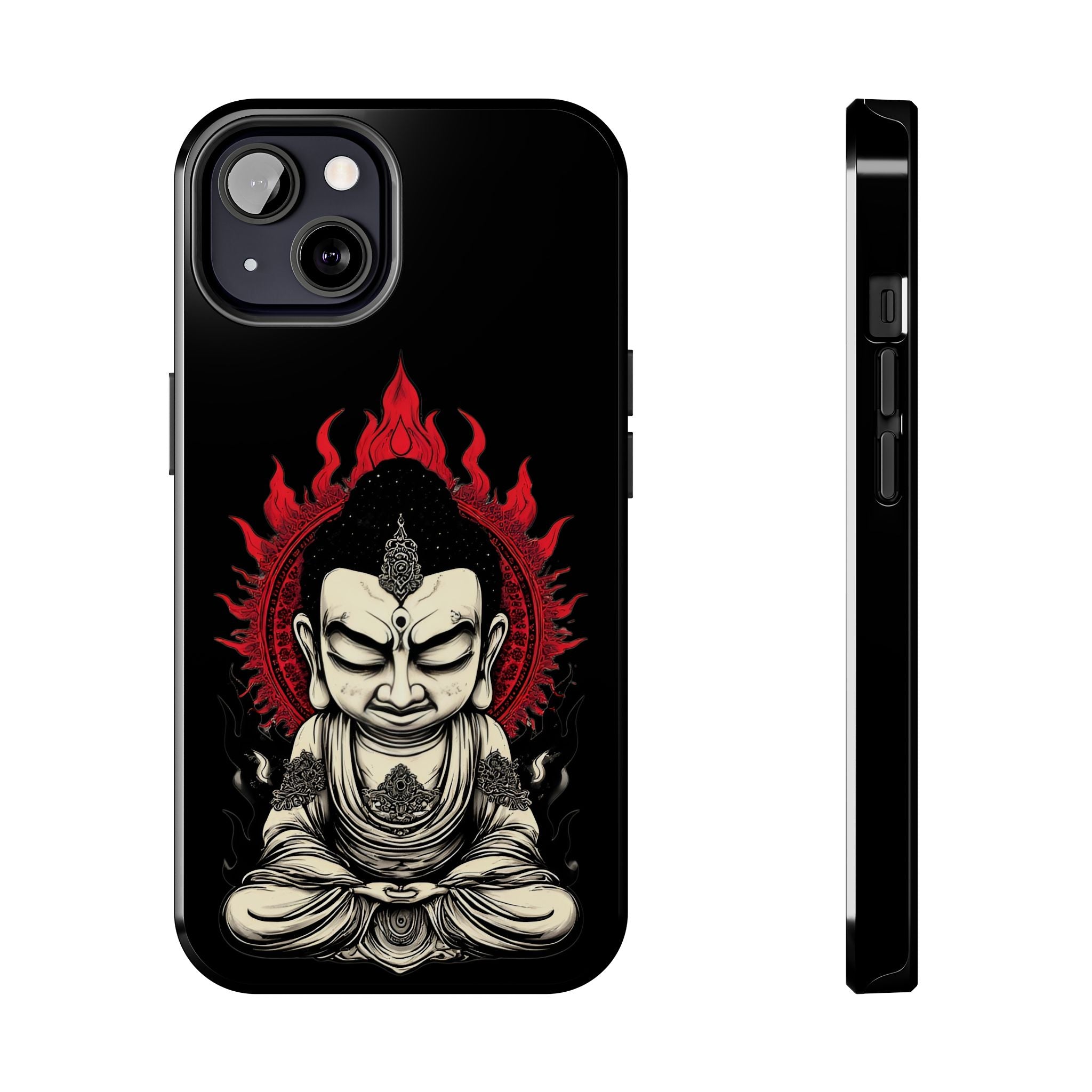 Meditative Buddha Tough Phone Case — Red Flame Zen Protection
