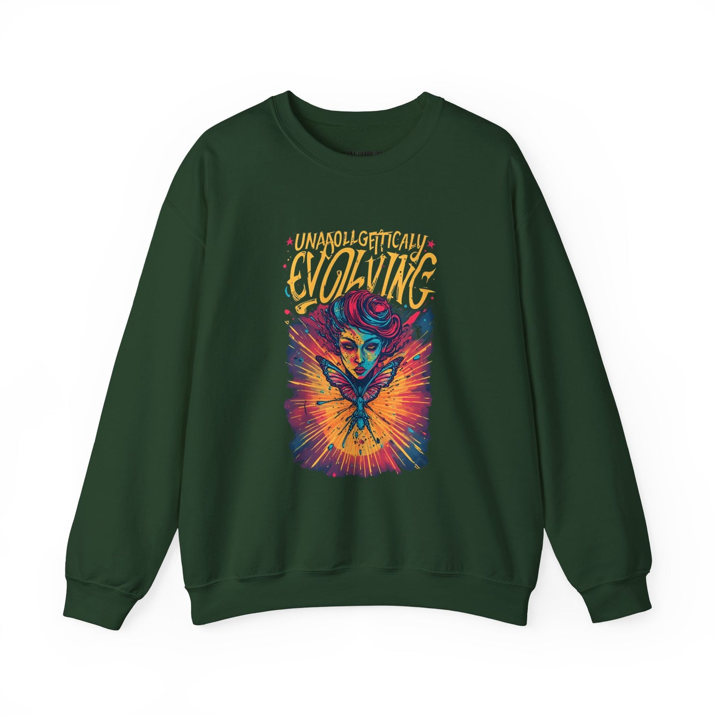 Evolving Butterfly Crewneck Sweatshirt — "Unafraid, Authentically Evolving" Inspirational Pullover